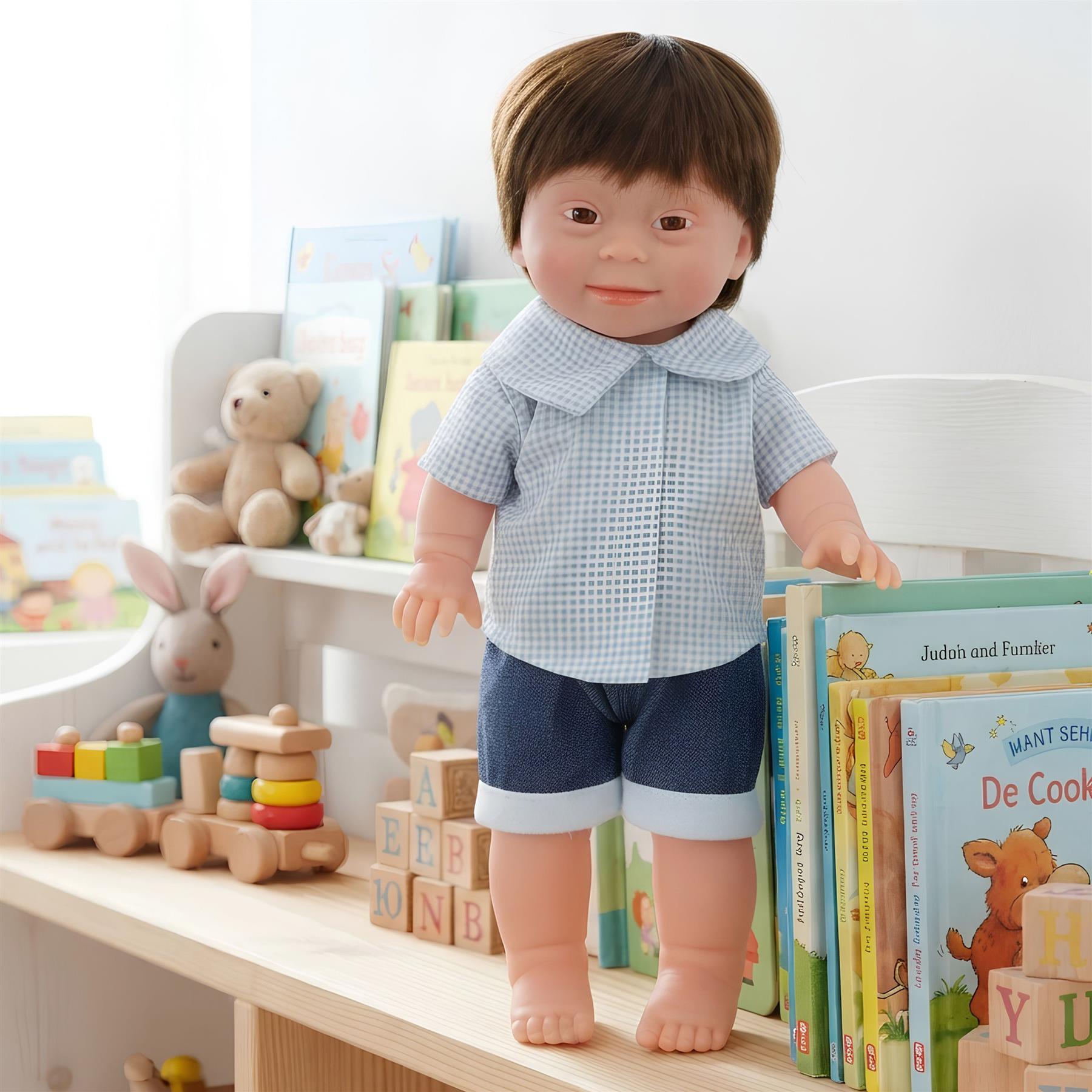 BiBi Doll Down Syndrome Boy - Brown Hair (36 cm / 14")