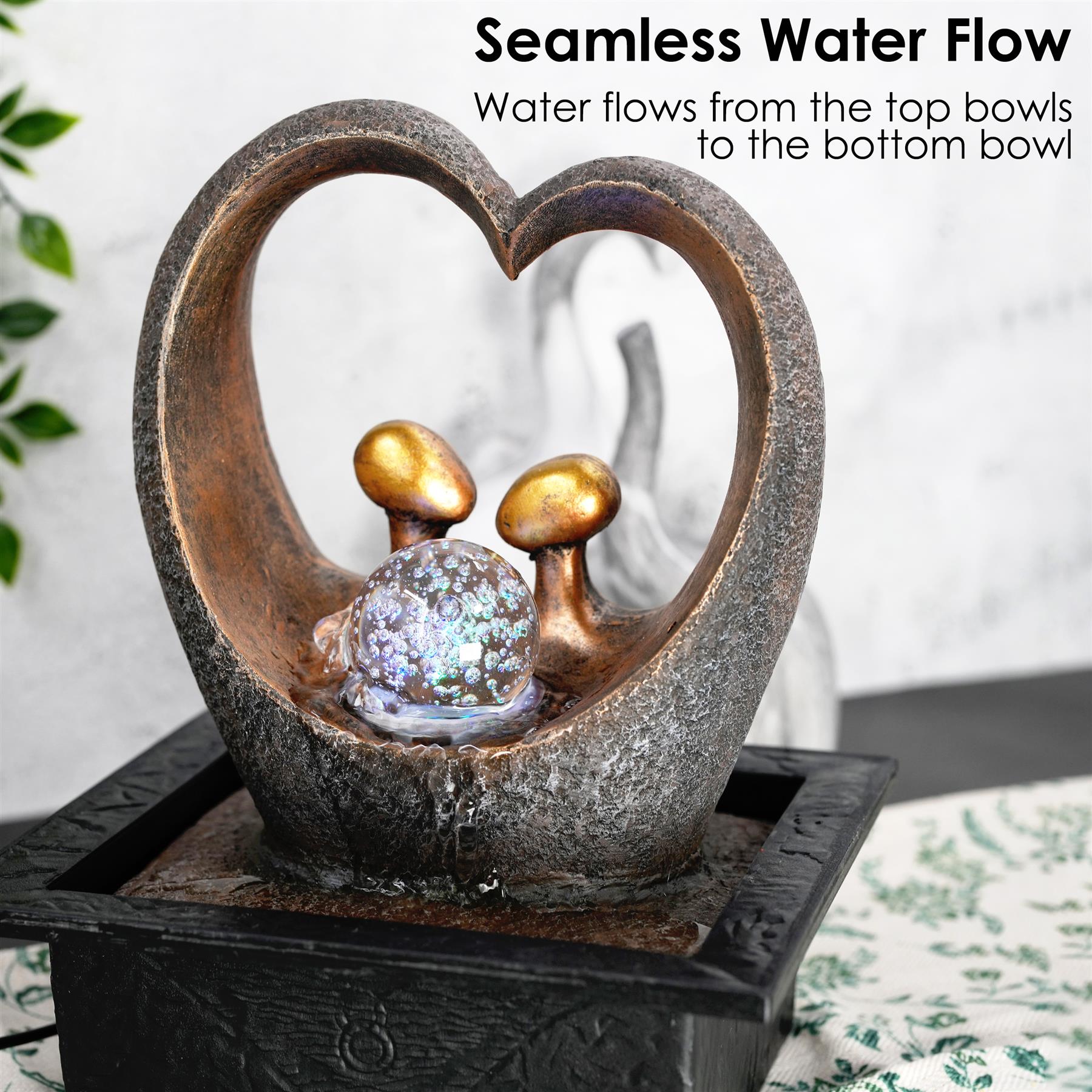 Heart-Shaped Water Fountain with Flowing Water - The Magic Toy Shop