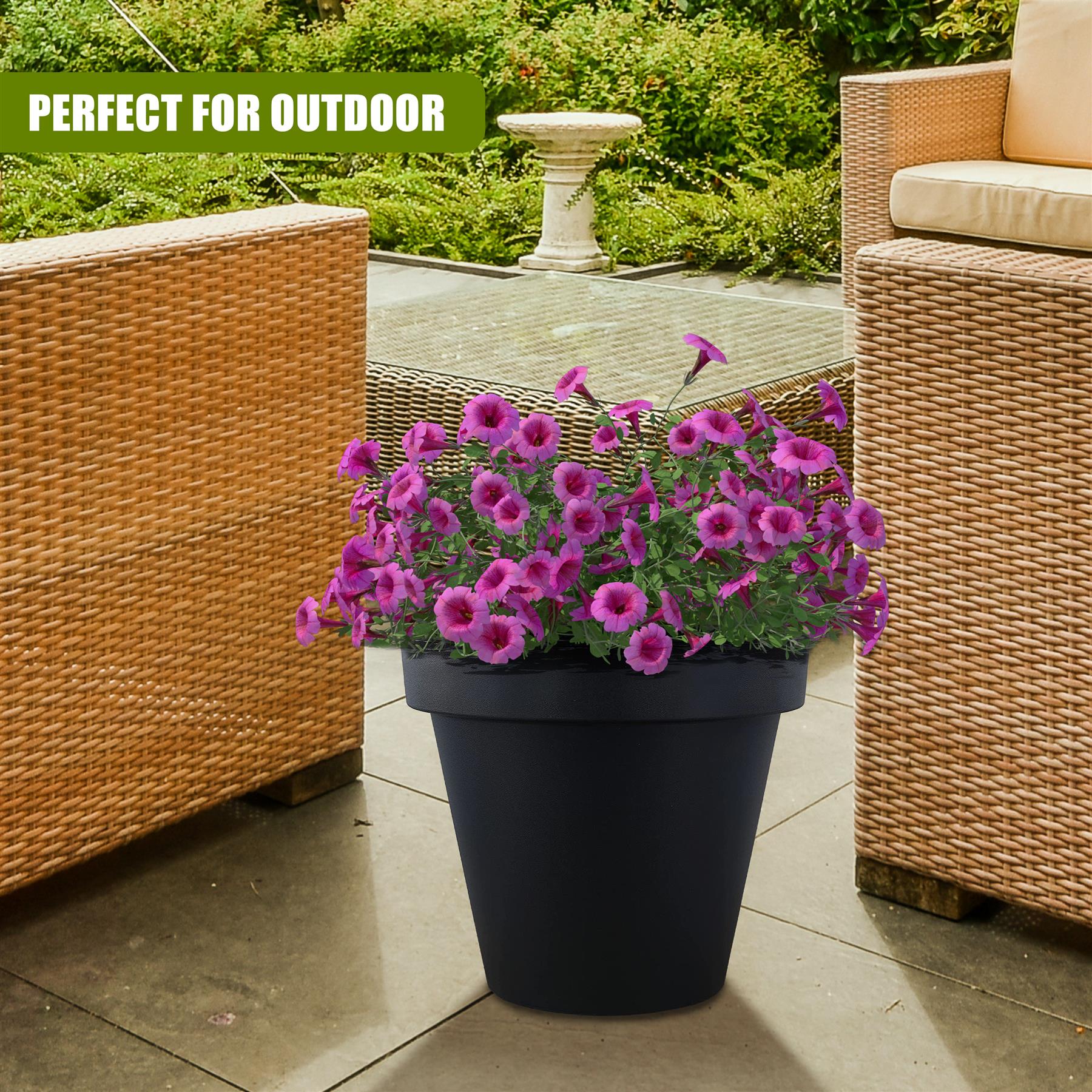 Anthracite Round Flower Planter 26 cm by GEEZY - The Magic Toy Shop