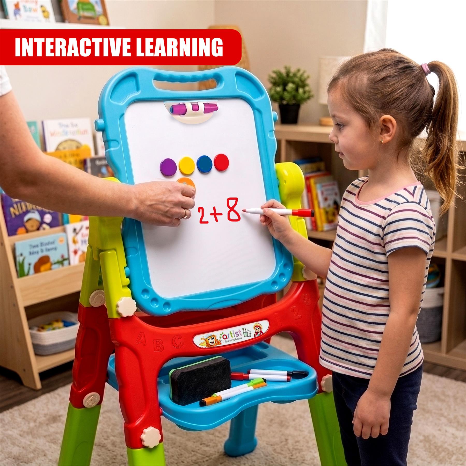 Blue Folding Double-Sided Magnetic Drawing Board