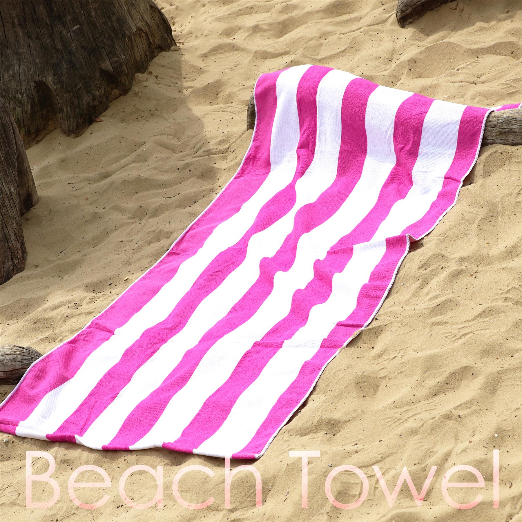Beach Bath Towel Large Microfibre Pink Striped