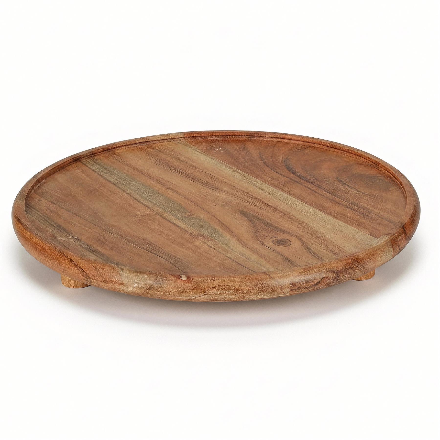 Round Acacia Wood Serving Tray