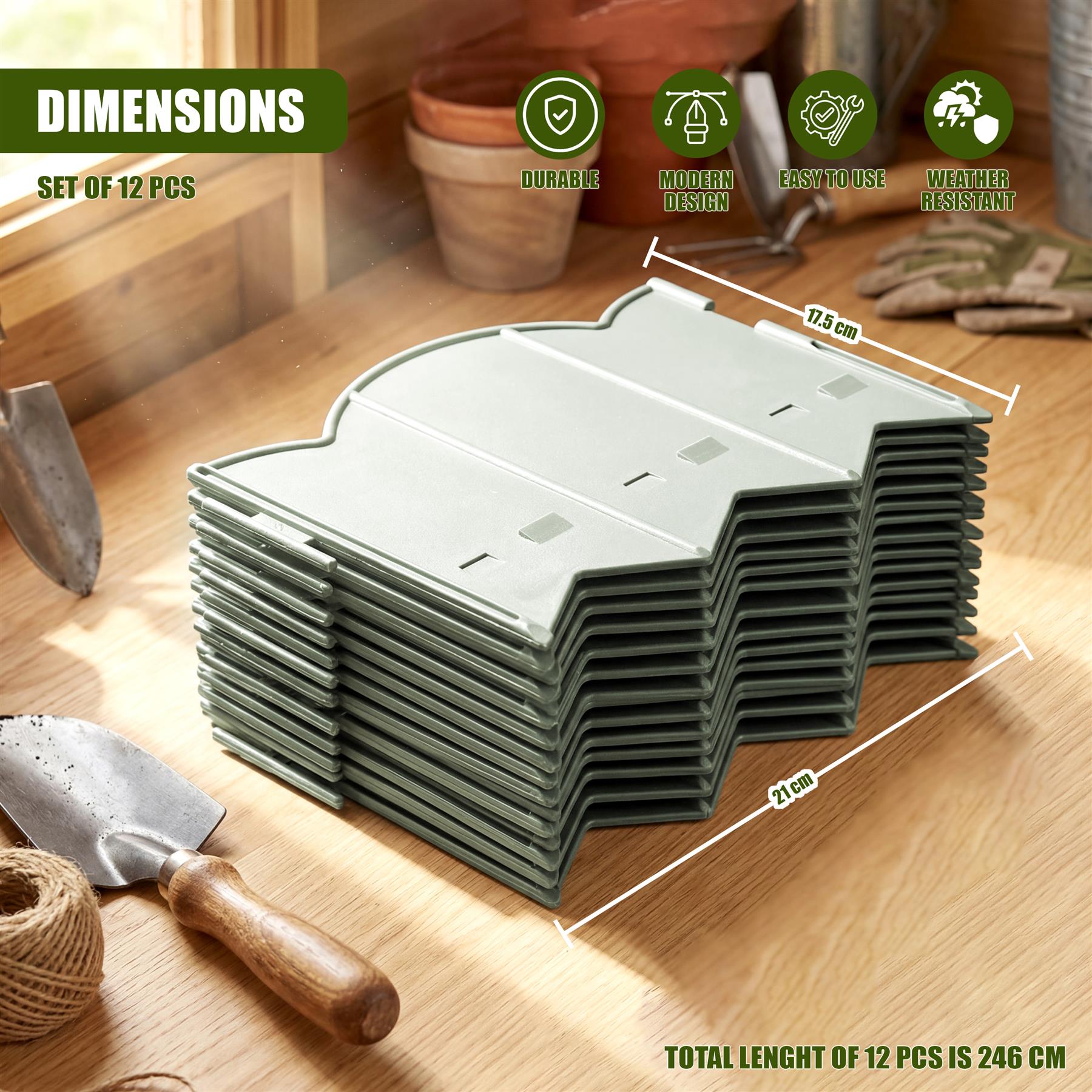 Pack of 12 Garden Edging Fence