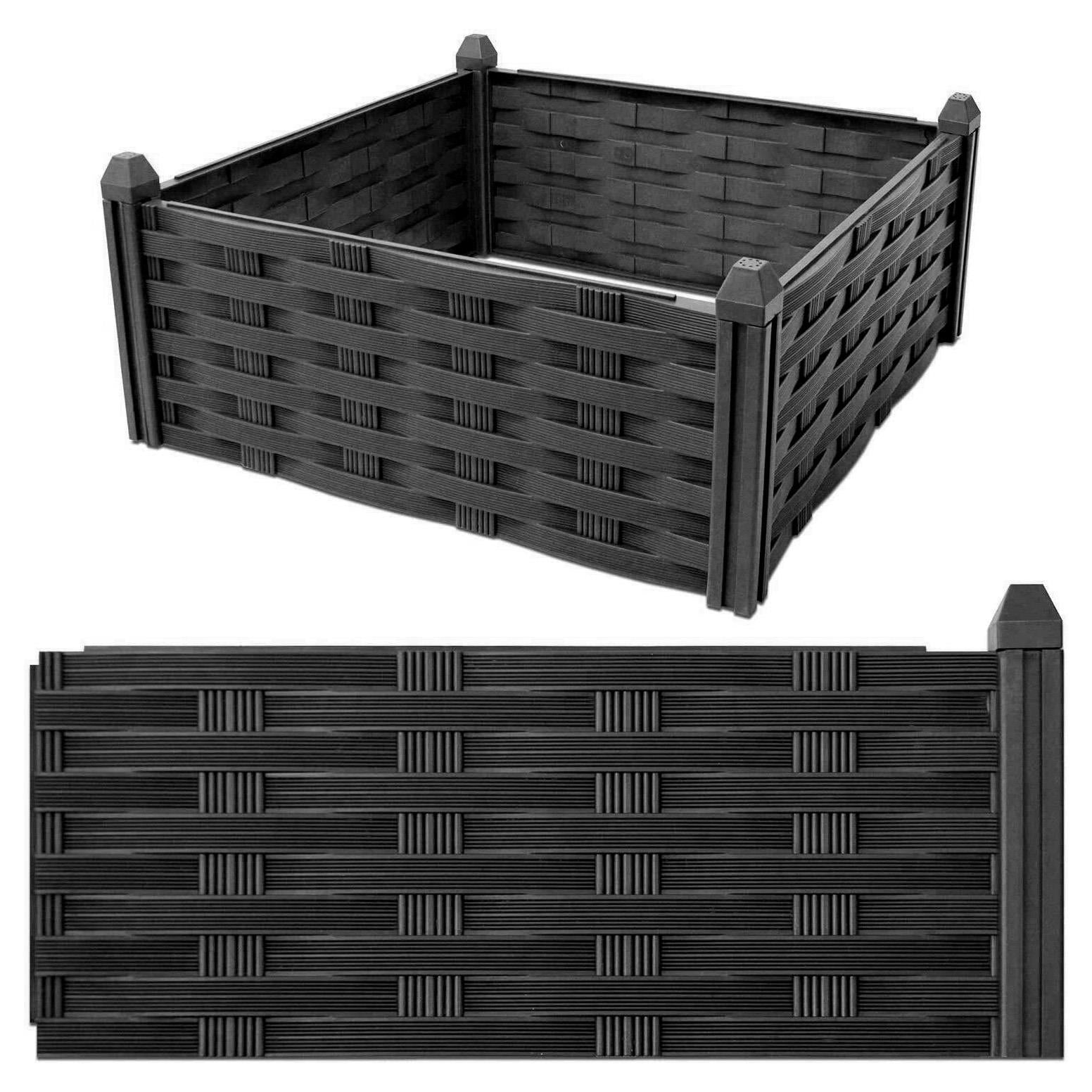 GEEZY Rattan Effect 4 Piece Garden Bed