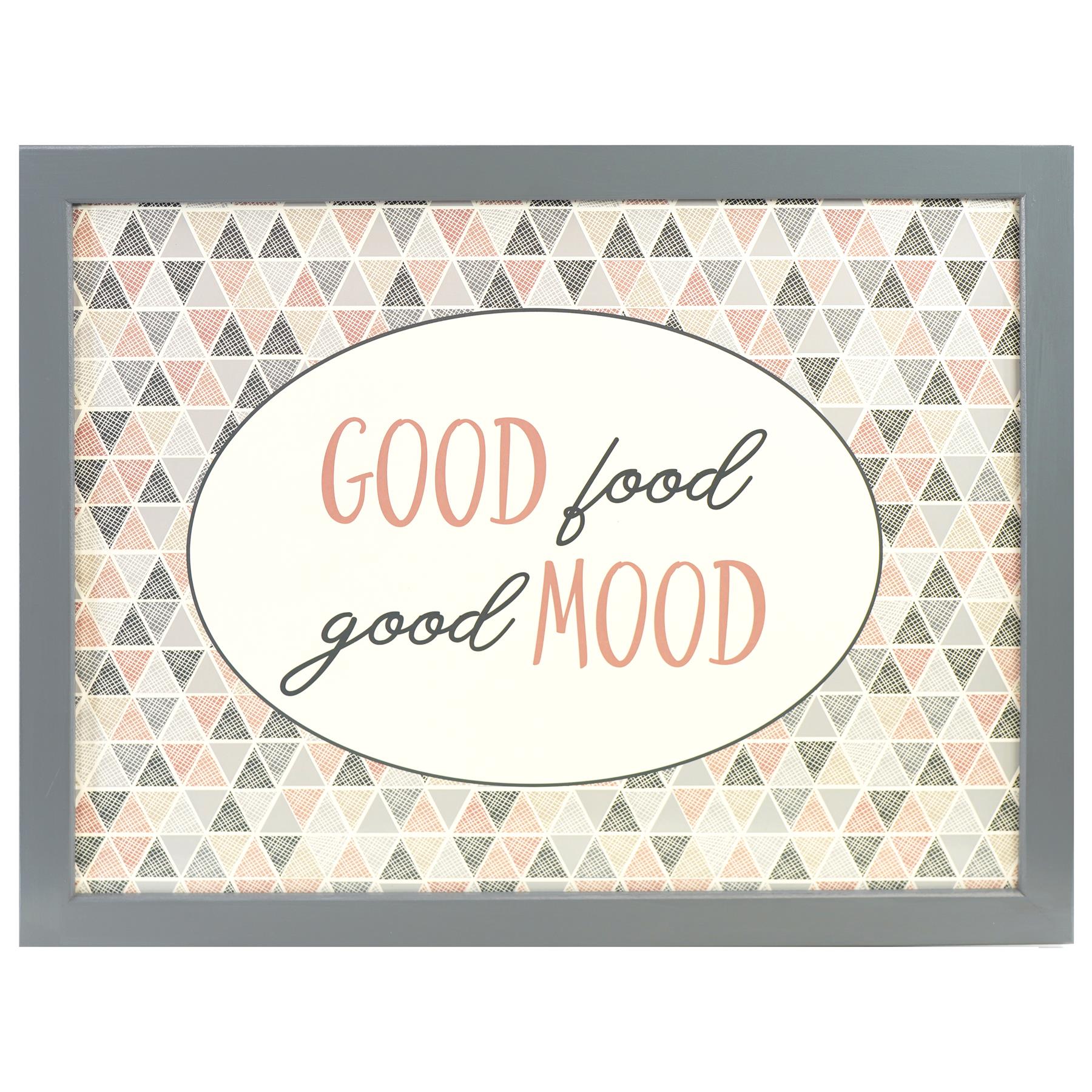 Alt text: "Geezy Good Food Good Mood Lap Tray with Bean Bag Cushion - TheMagicToysShop"