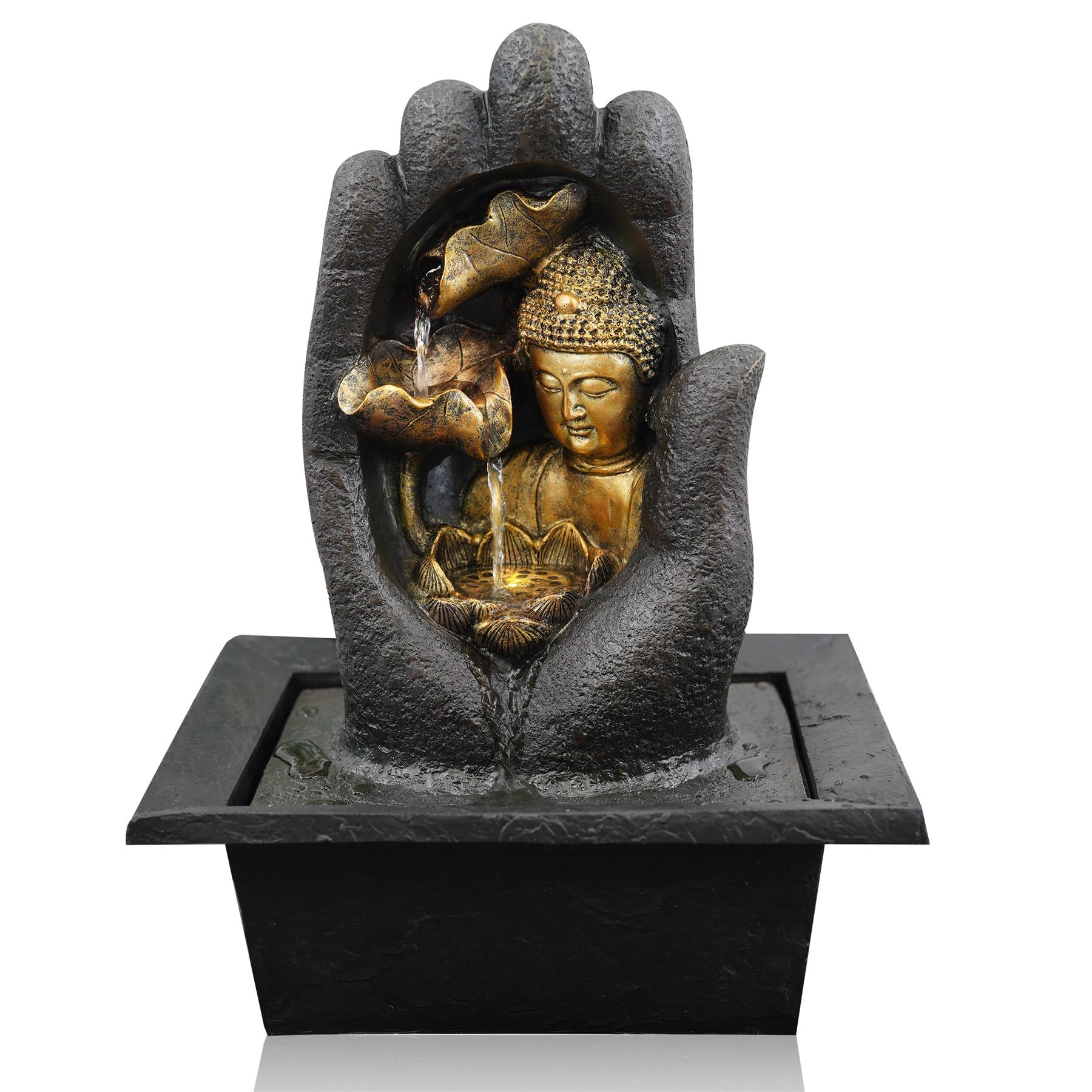 GEEZY Hand Buddha Water Feature Indoor With LED