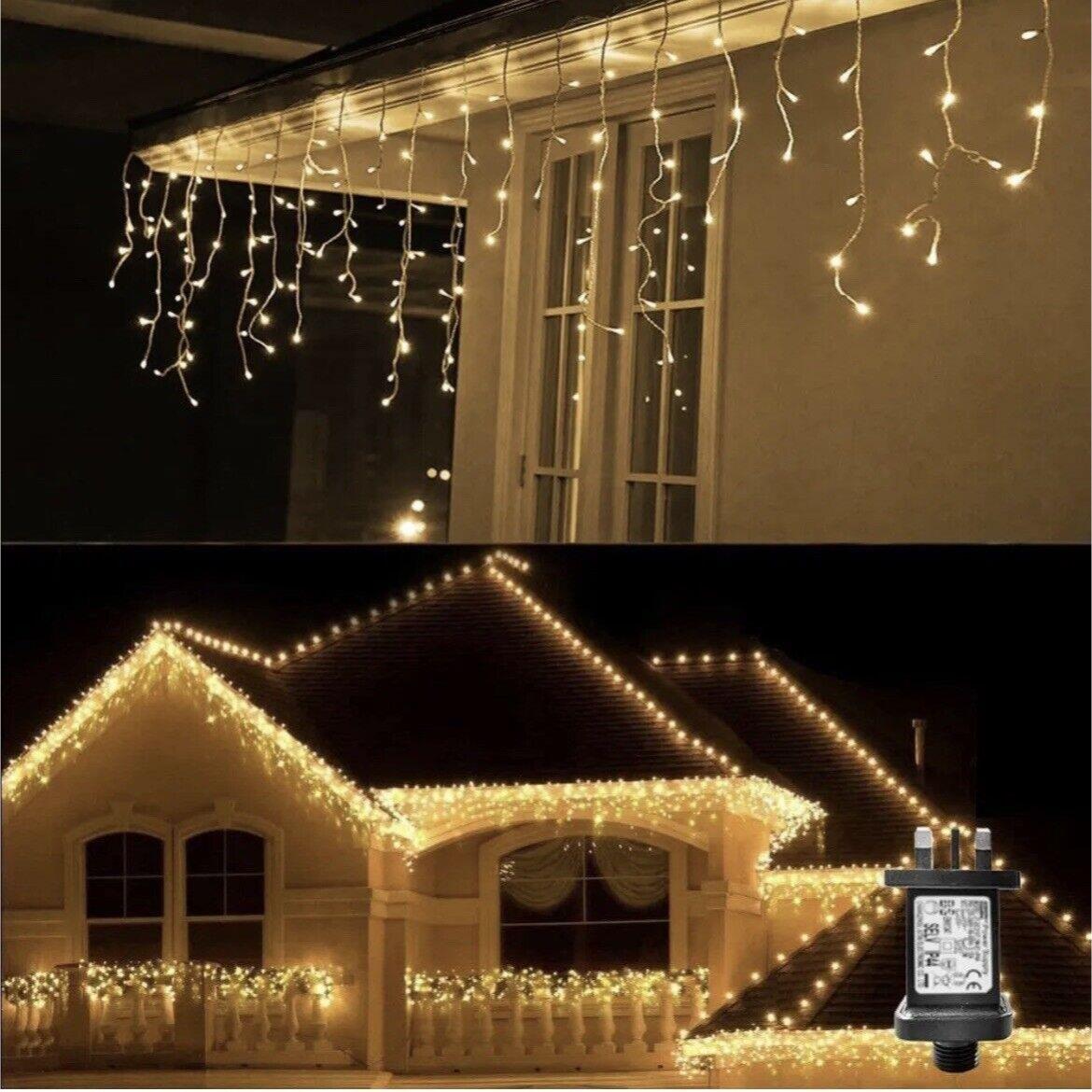 The Magic Toy Shop 200 Christmas Warm White Led Icicle Lights