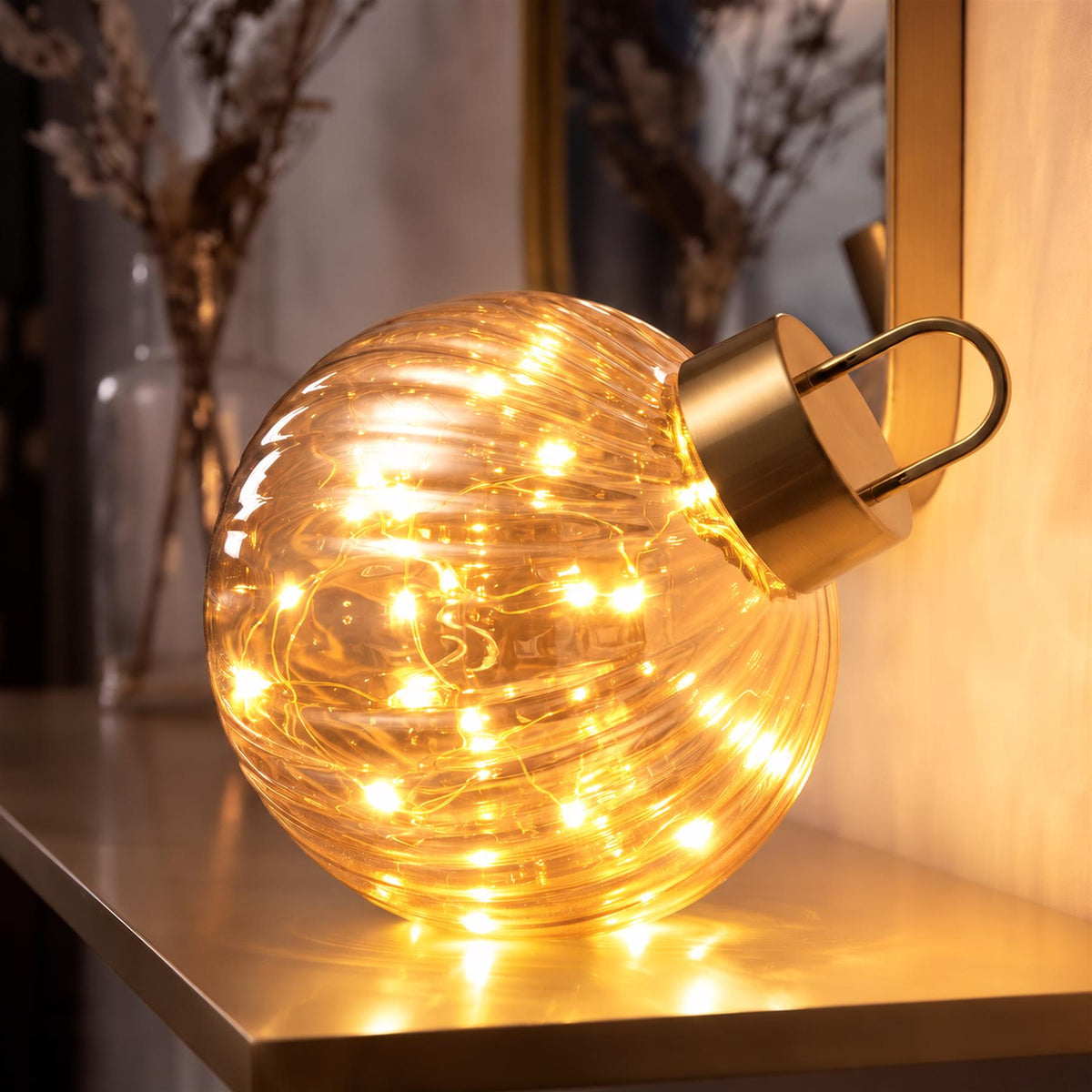 Light Up Glass Bauble, 20cm
