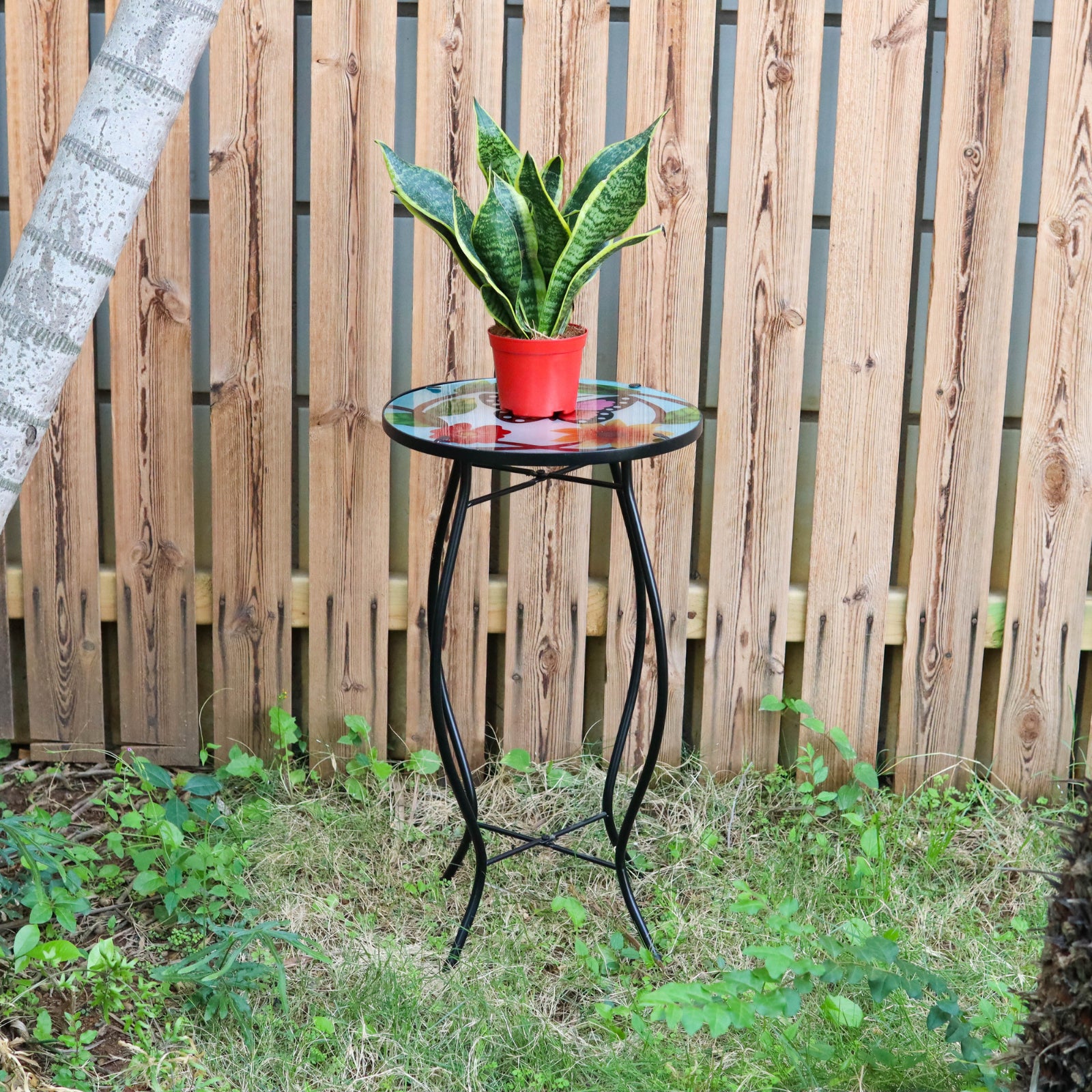 GEEZY Round Side Mosaic Table With Small Butterfly Design