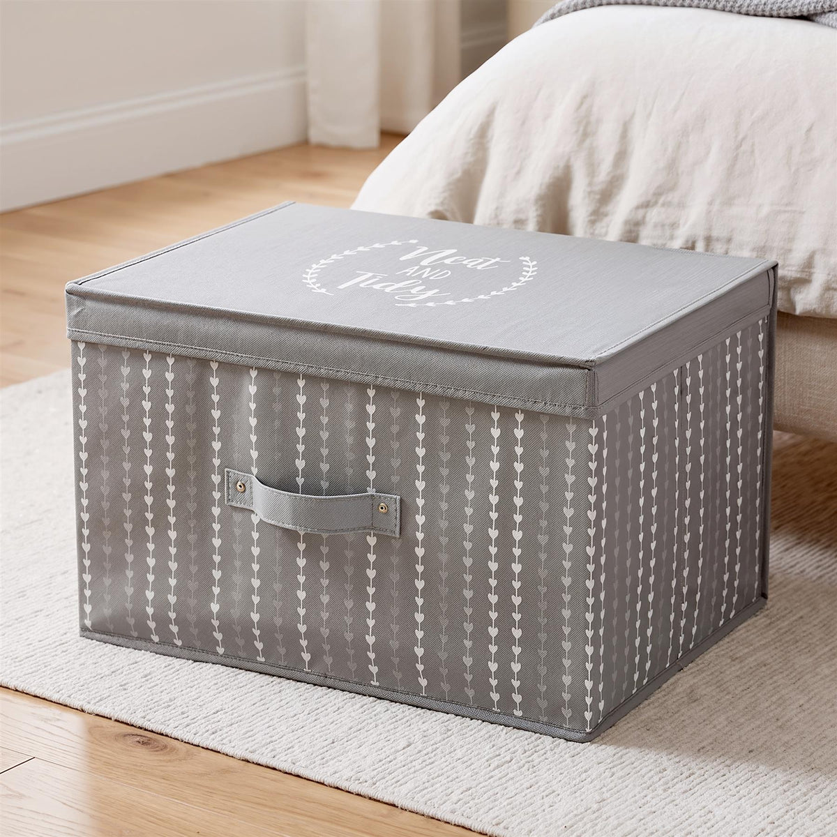 Gray Hearts Large Storage Box