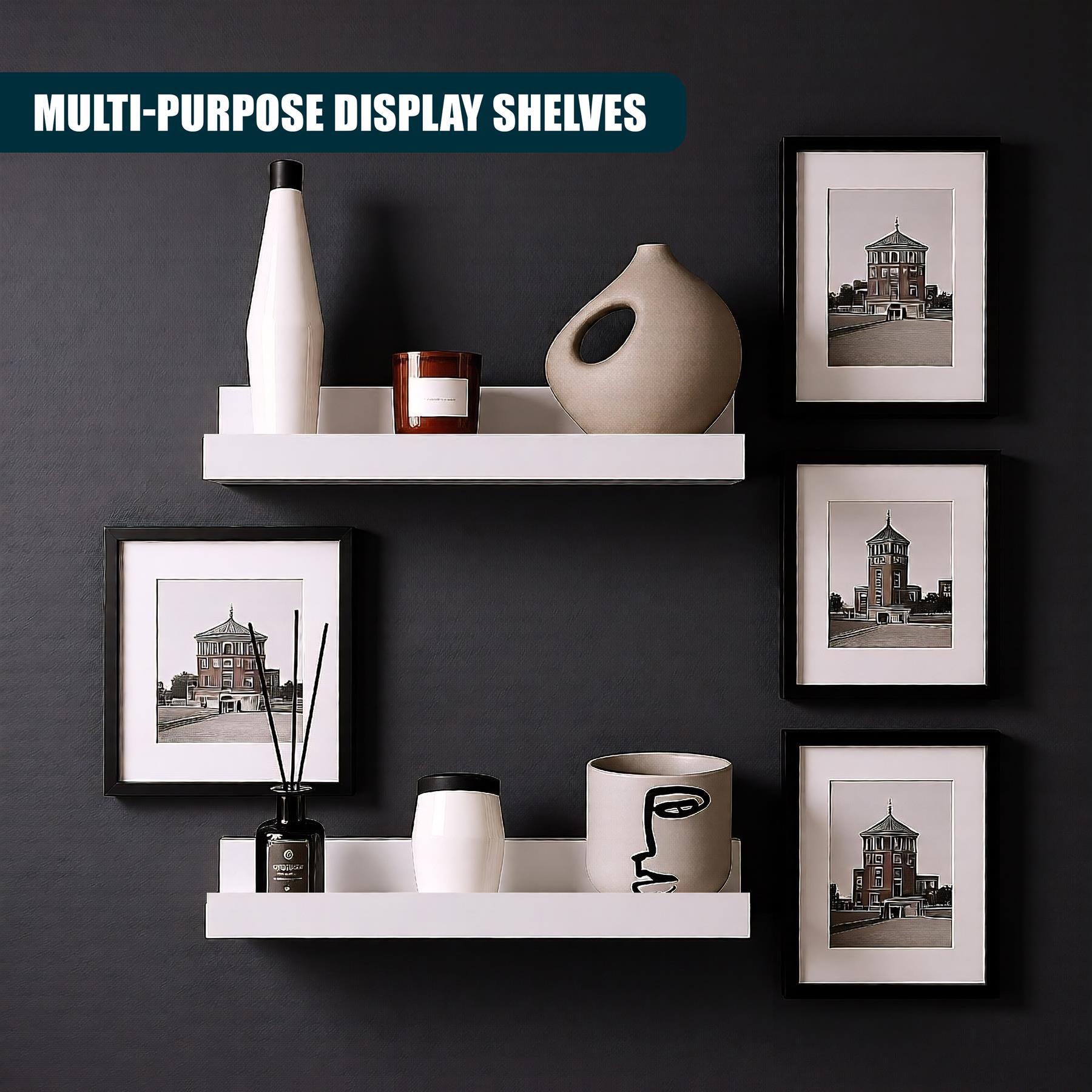 White Wall Hanging Shelf 30 cm Pack 2