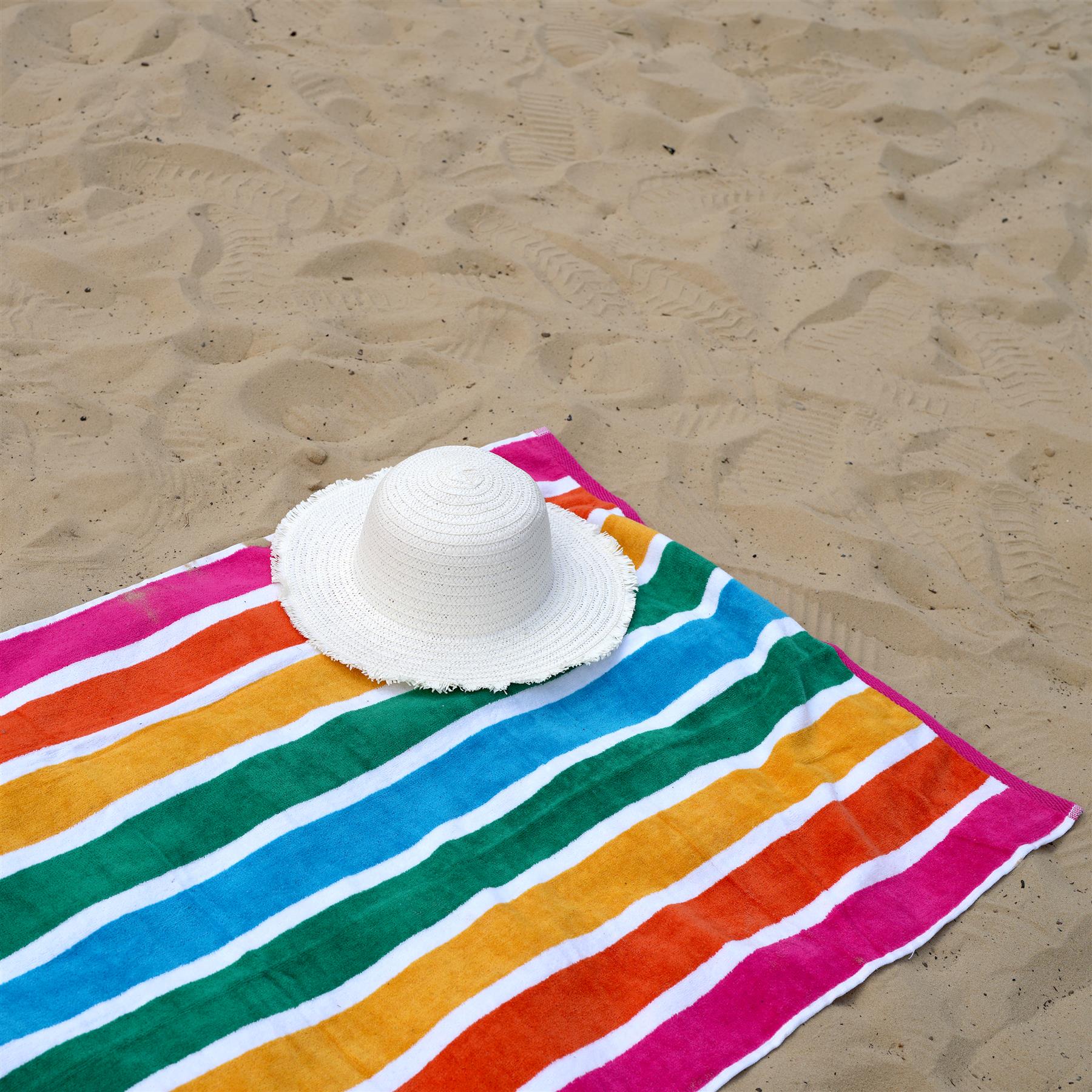 Geezy Beach Towel Large Velour Striped Beach Towel (Tropical Burst)