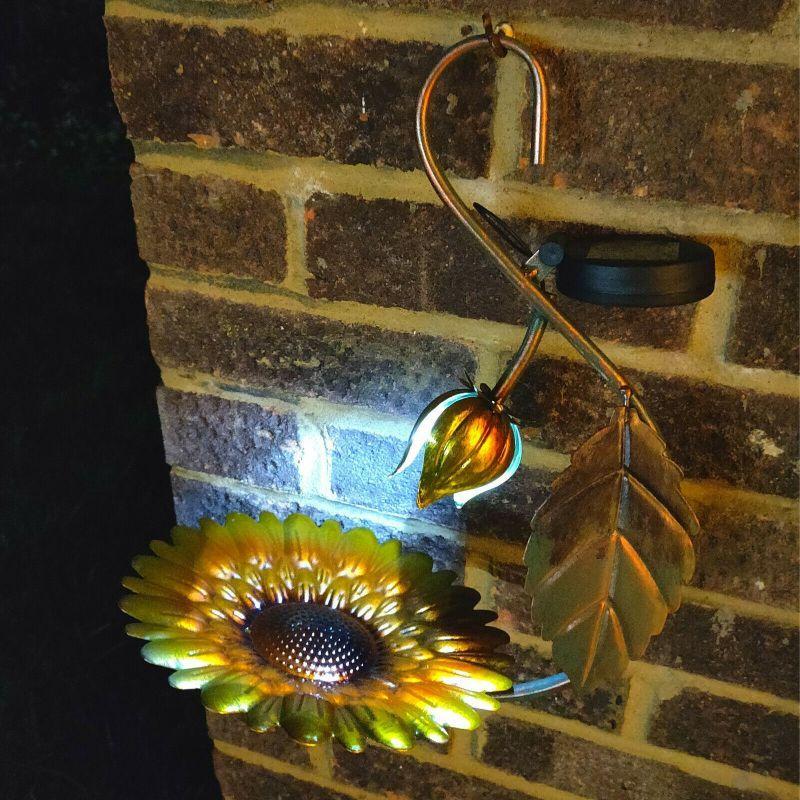 Geezy Bird Feeder Solar LED Light Yellow Hanging Metal Bird Feeder