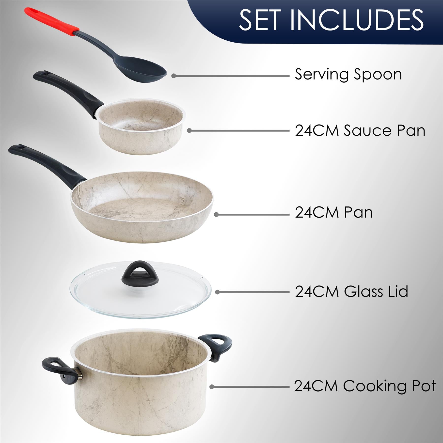 Geezy Cream 5 pc Non-Stick Pots and Pans Set