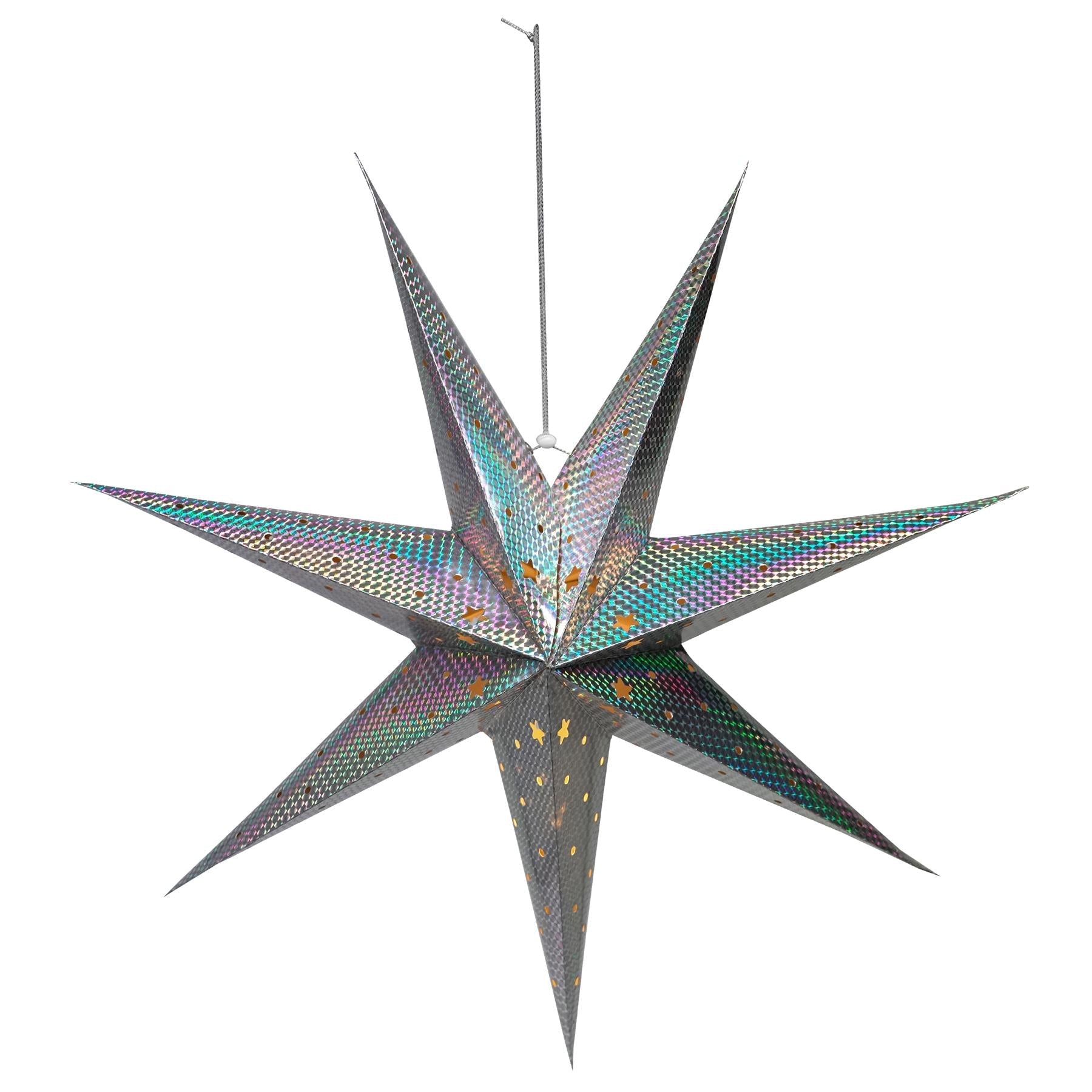 Geezy Decorative Star Large LED Paper Hanging Star Silver