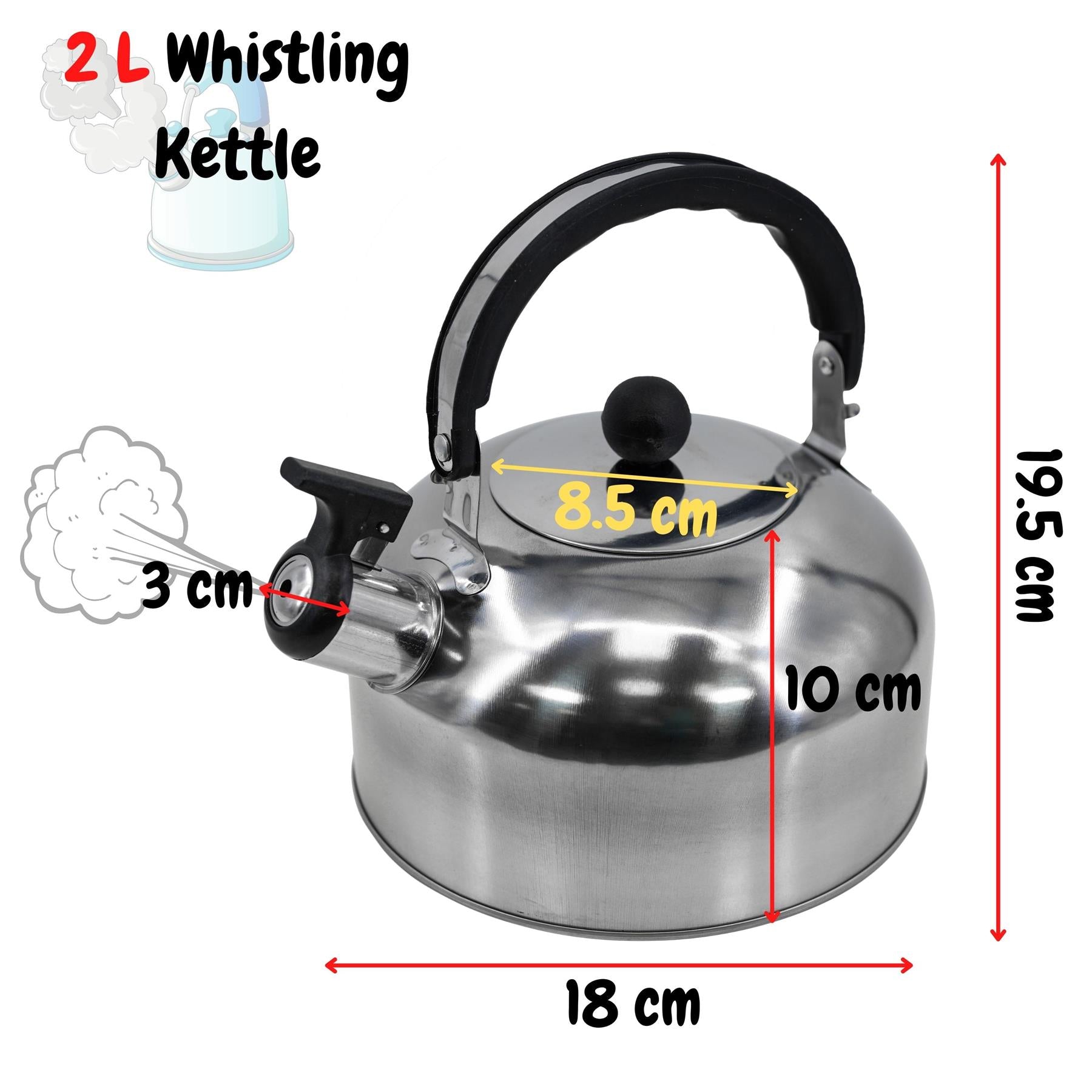 GEEZY kitchen 2 L Stainless Steel Whistling Camping Kettle