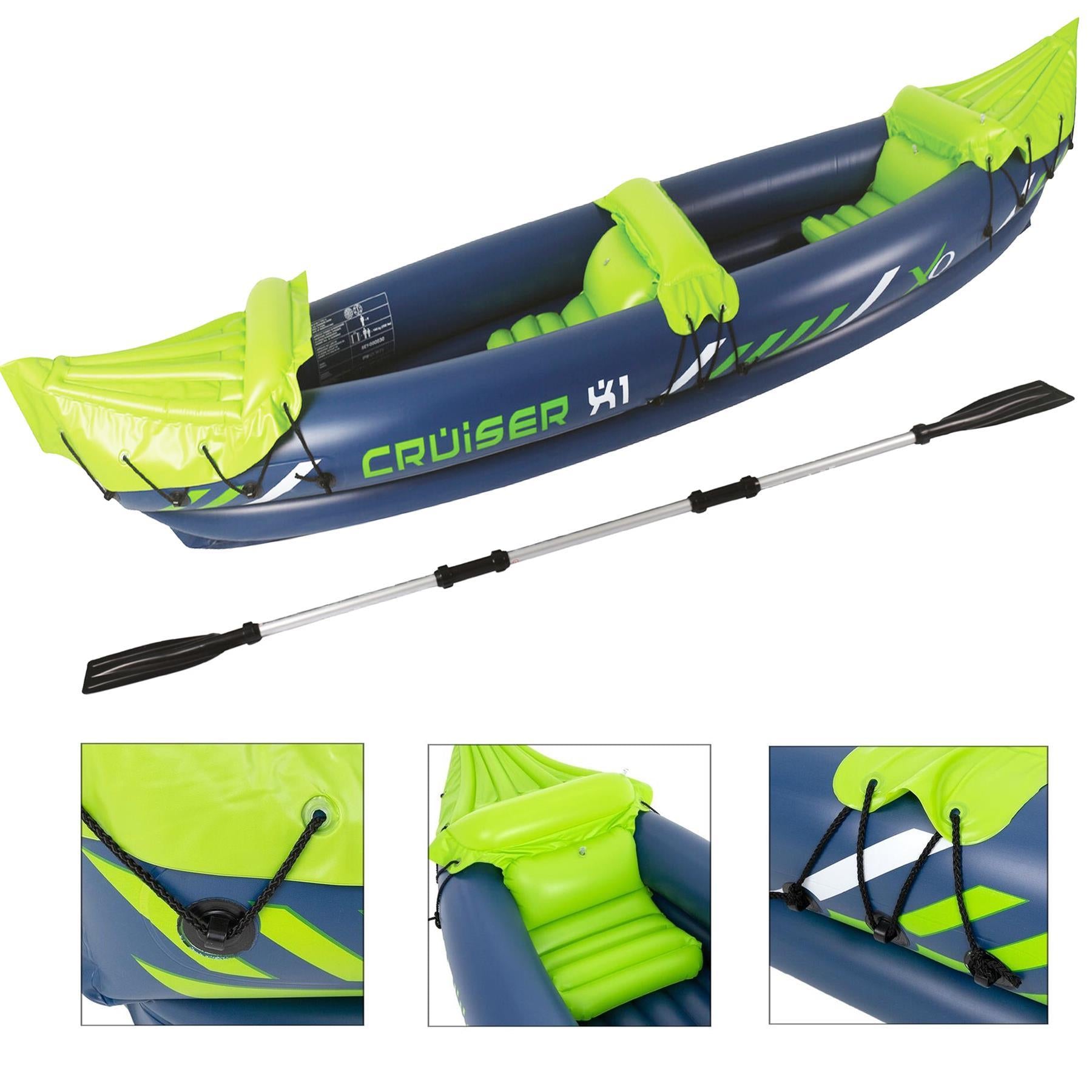 GEEZY Sporting Goods GEEZY 2 Man Person Inflatable Canoe Kayak Dinghy Boat with Double Paddle