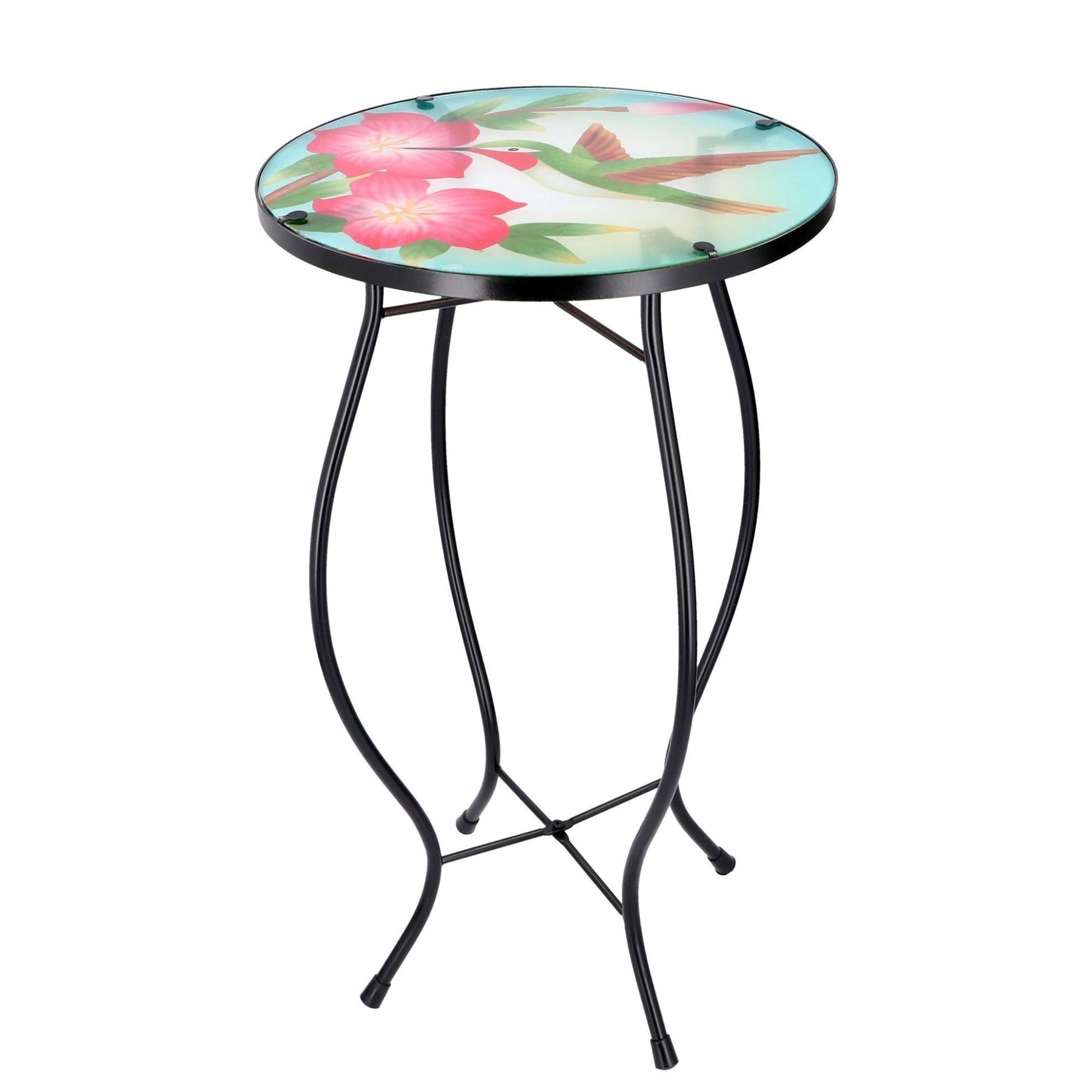 GEEZY table Round Side Garden Mosaic Table With Colibri Design