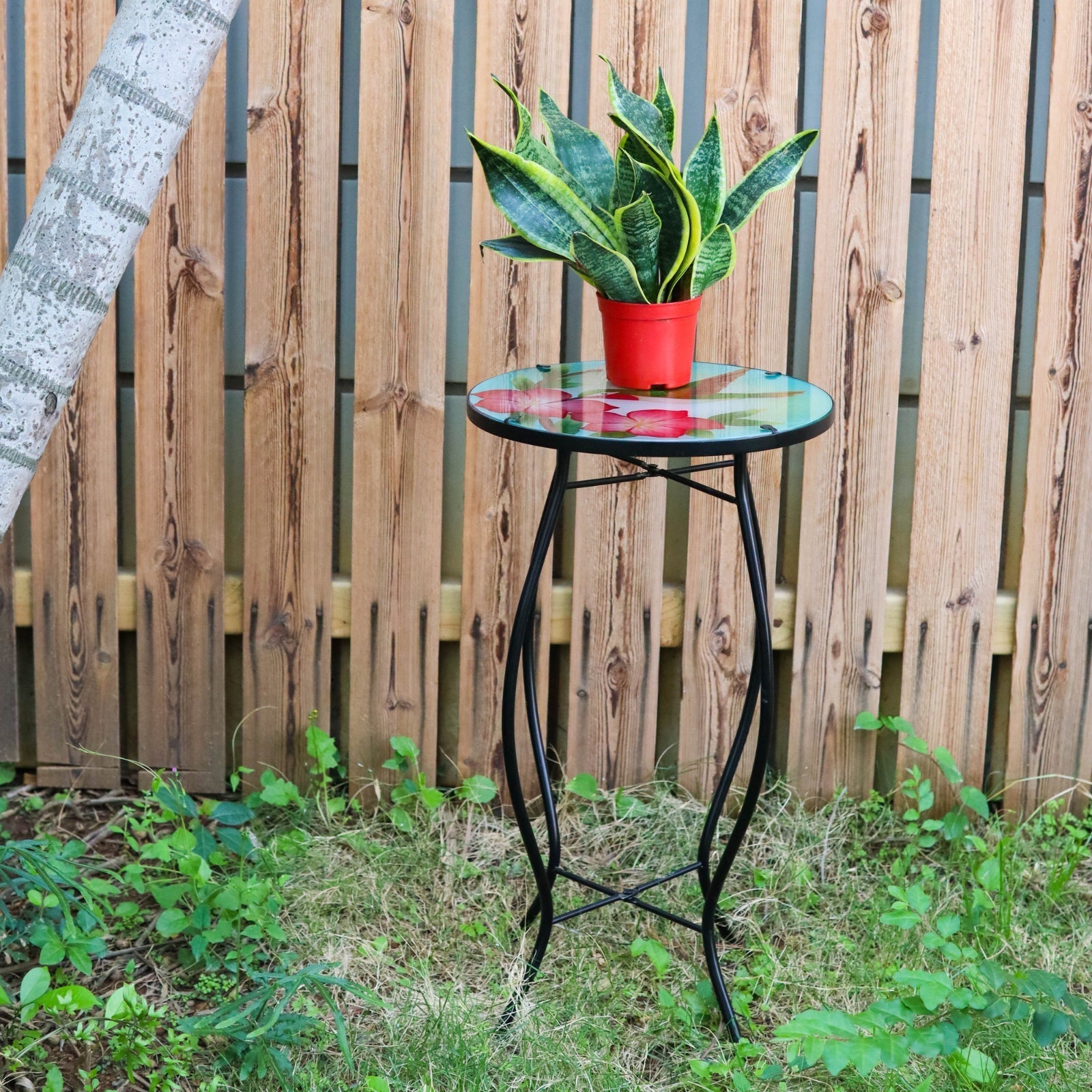 GEEZY table Round Side Garden Mosaic Table With Colibri Design