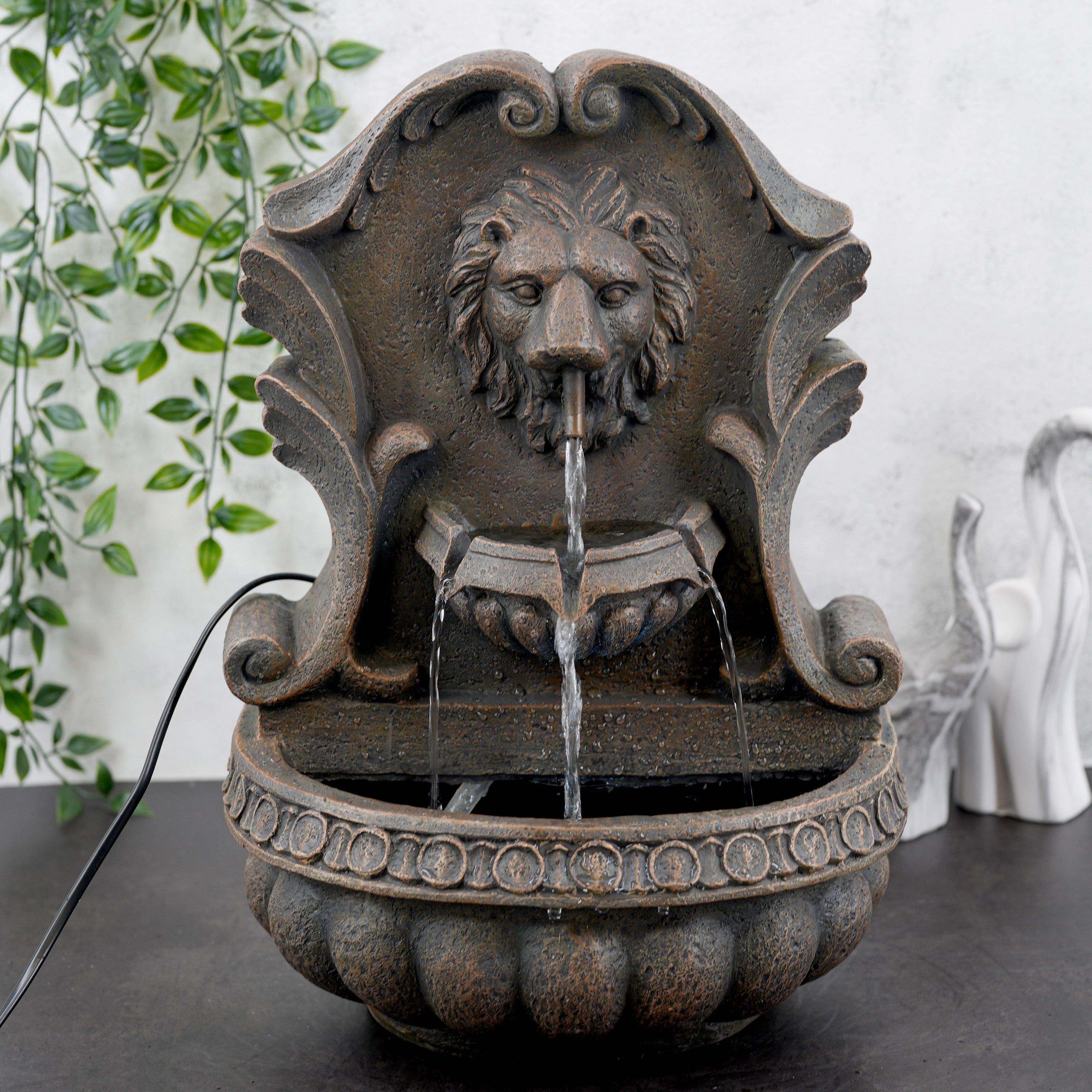 GEEZY Water Feature Lion Water Feature With Led Lights