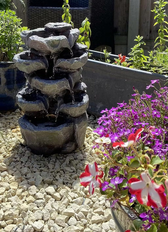 GEEZY Water Feature Solar Rock Fountain