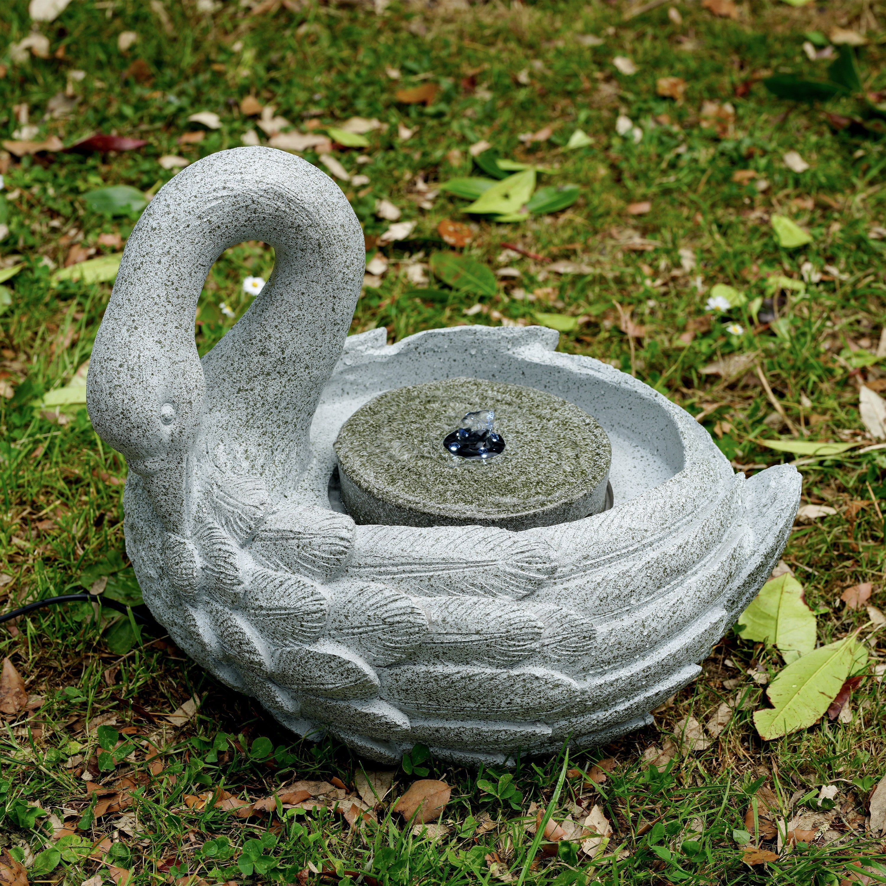 GEEZY Water Feature Swan Water Feature With Led Lights