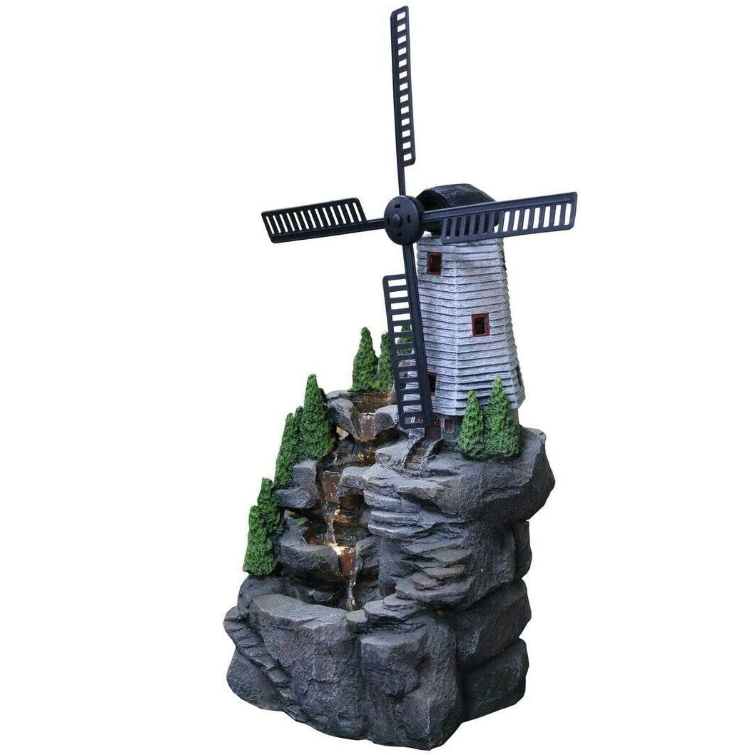 GEEZY Water Feature Windmill Water Feature With Led Lights