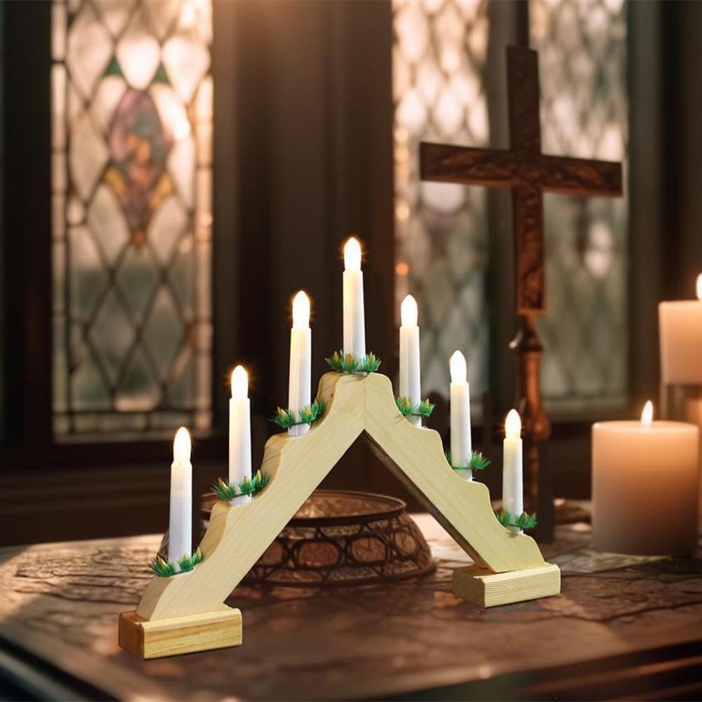 Geezy Wooden Candle Bridge Wooden Candle Bridge With 7 Led Lights
