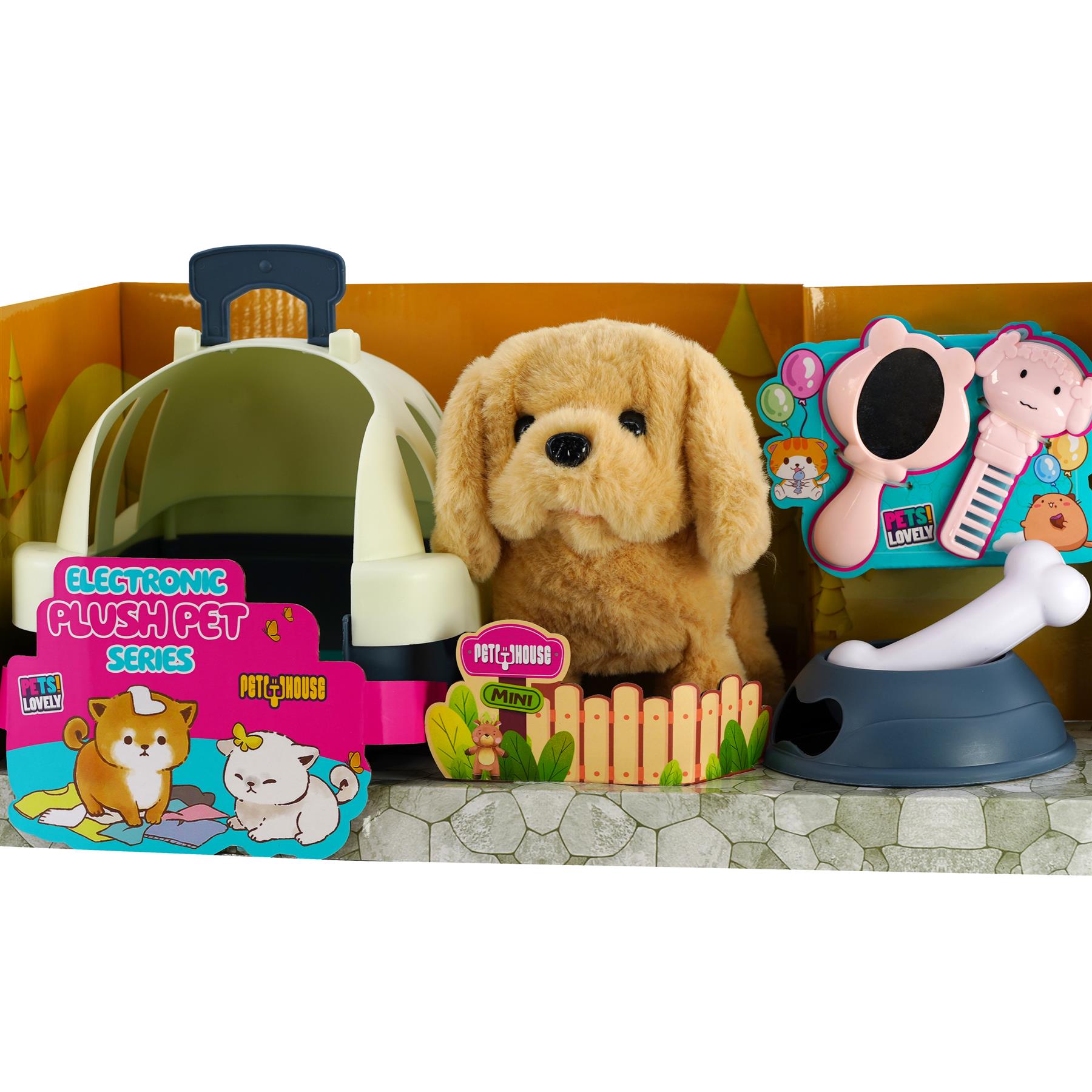 The Magic Toy Shop Electronic Plush Pet Electronic Plush Dog Carrier Set