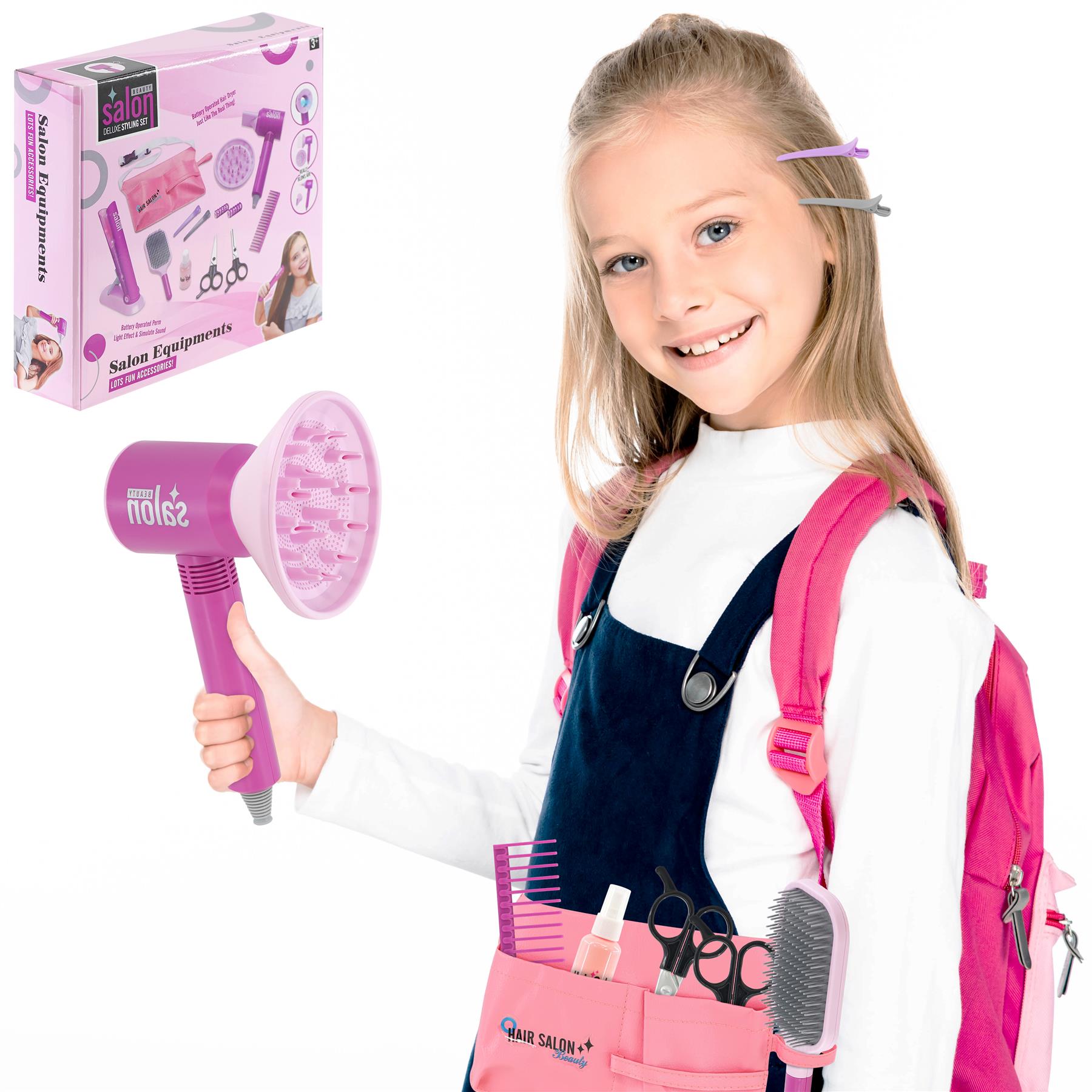 The Magic Toy Shop Kids Hair Salon Set Hairdressing Set with Accessories