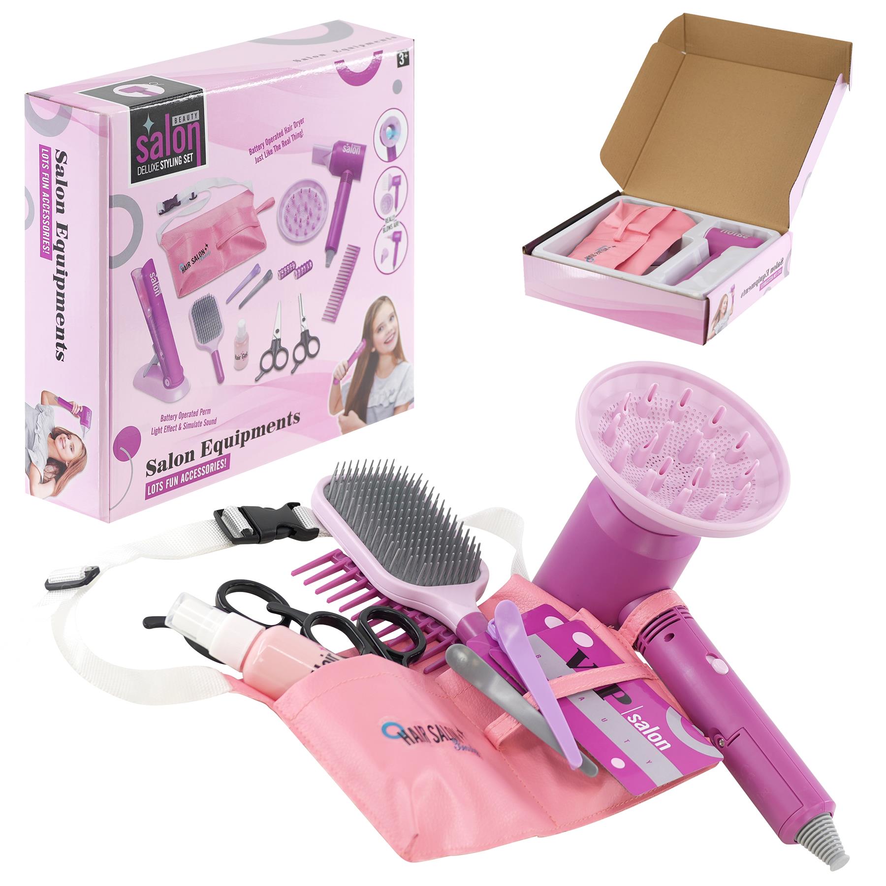 The Magic Toy Shop Kids Hair Salon Set Hairdressing Set with Accessories