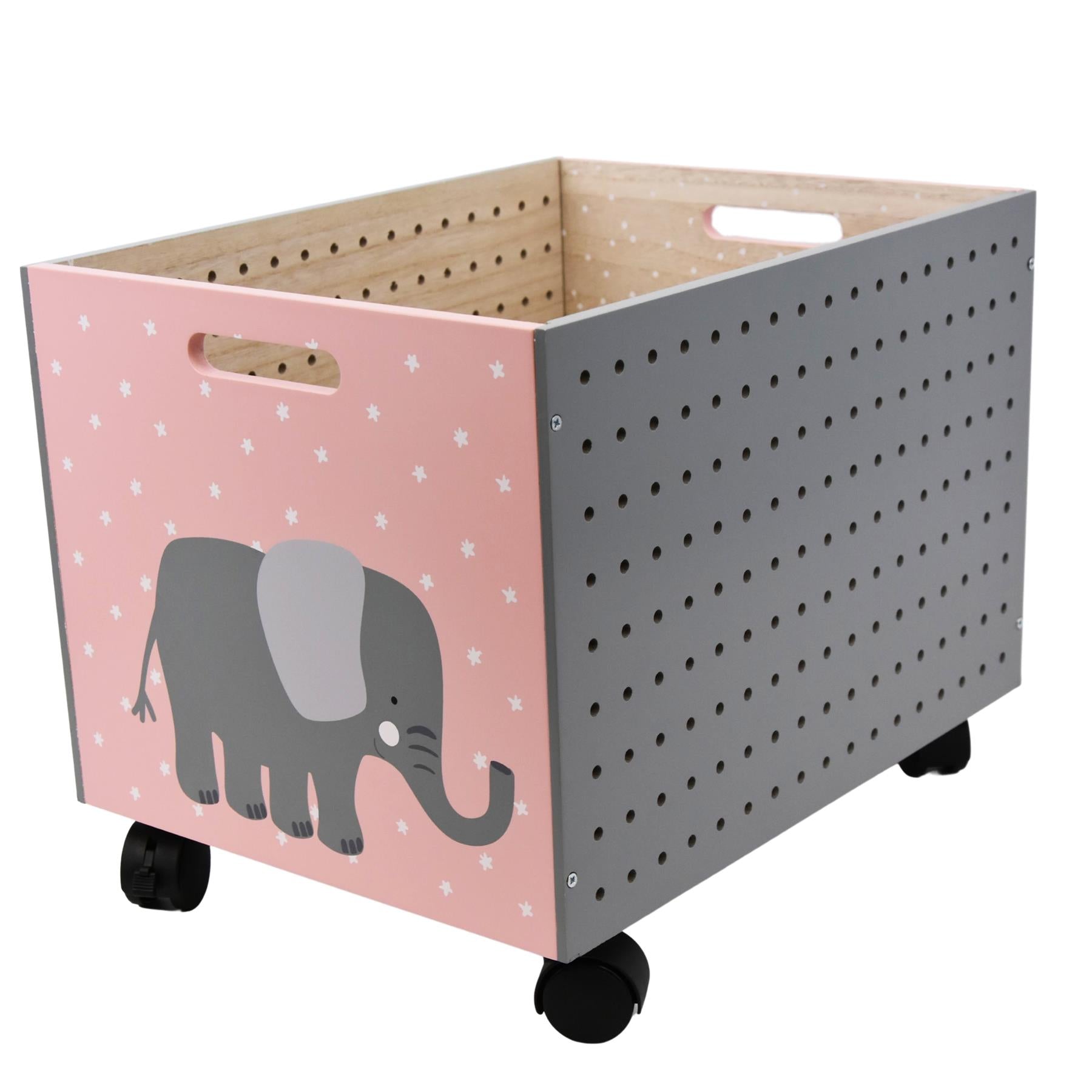 The Magic Toy Shop Kids Storage Box Elephant Design Kids Wooden Storage Chest On Wheels