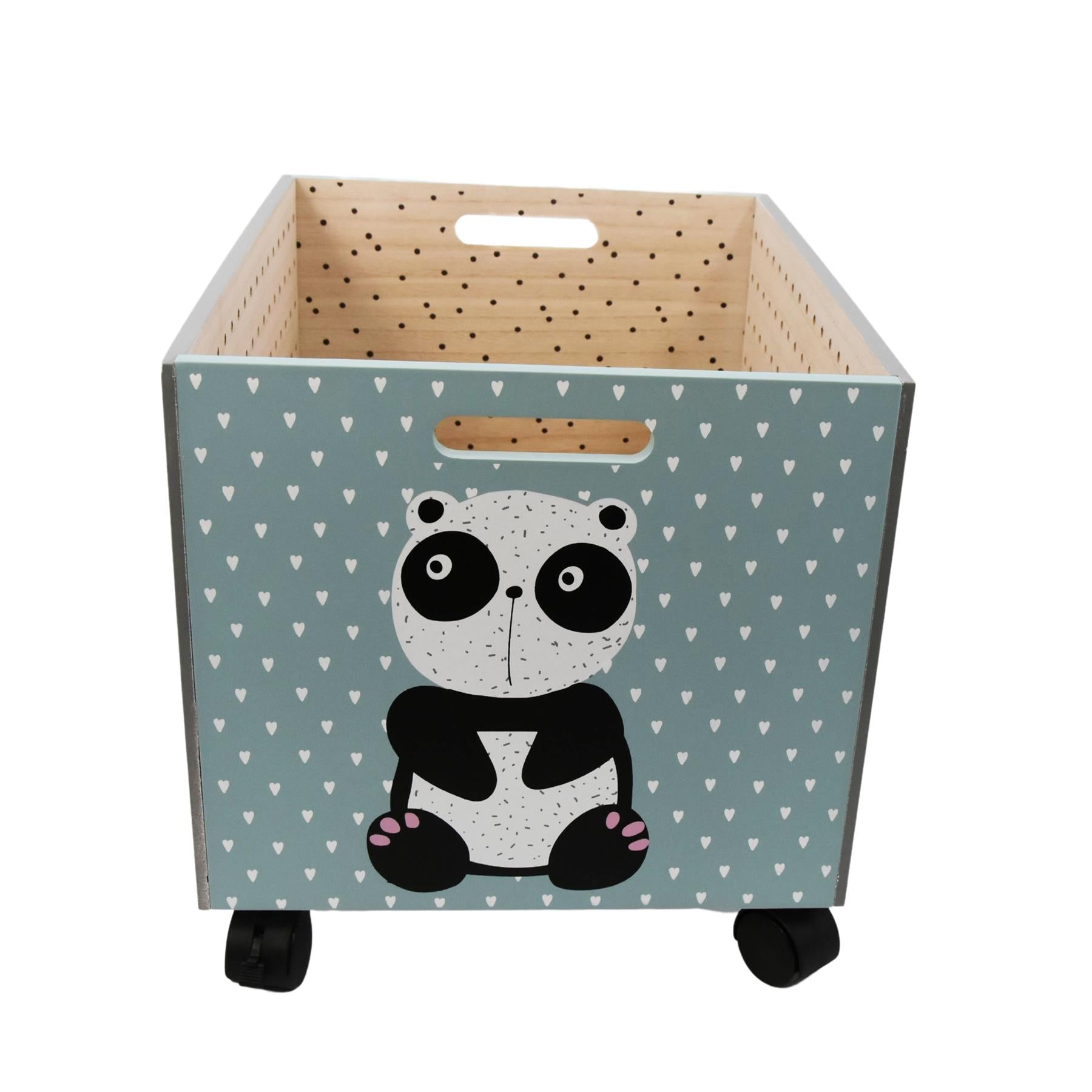 The Magic Toy Shop Kids Storage Box Panda Design Kids Wooden Storage Chest On Wheels