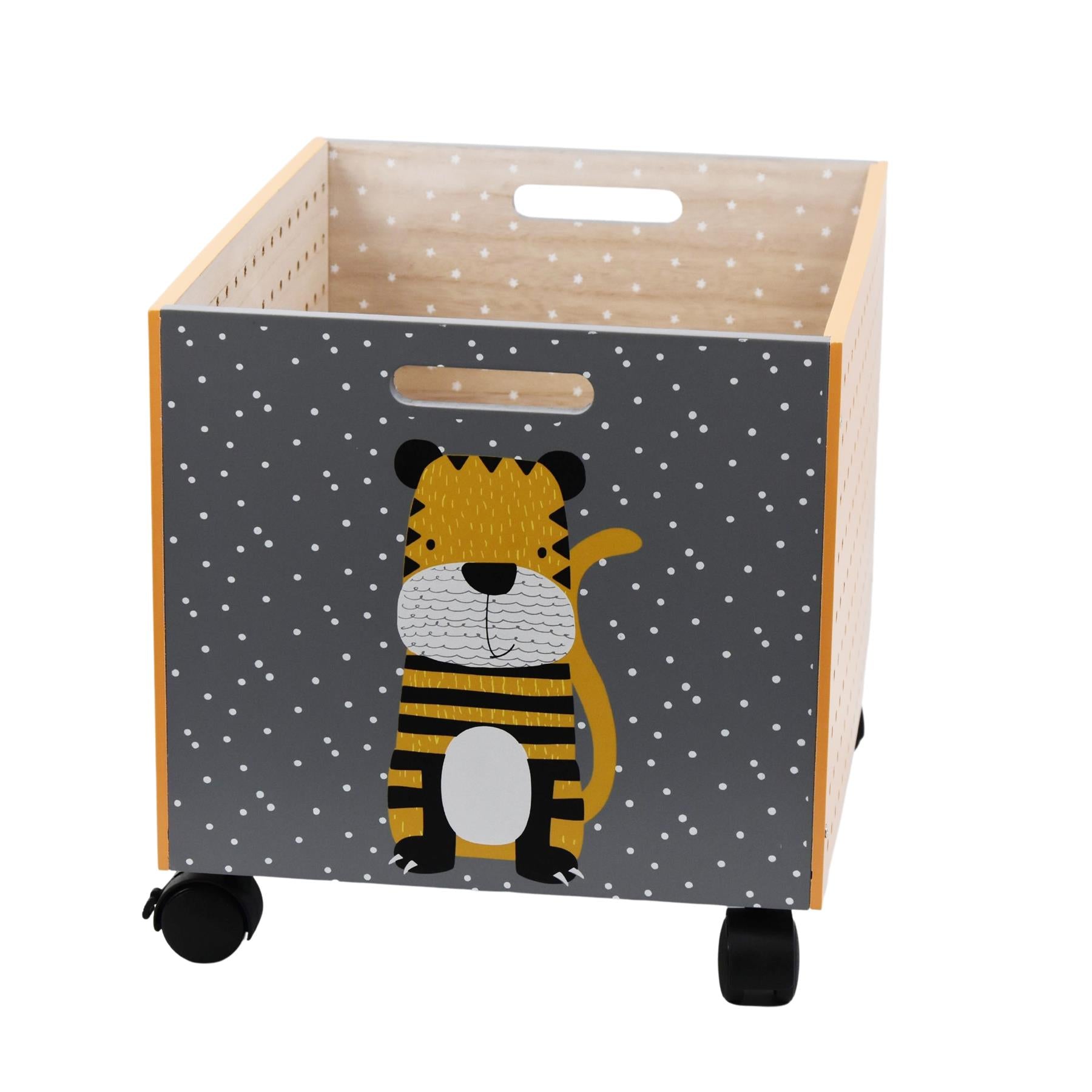 The Magic Toy Shop Kids Storage Box Tiger Design Kids Wooden Storage Chest On Wheels