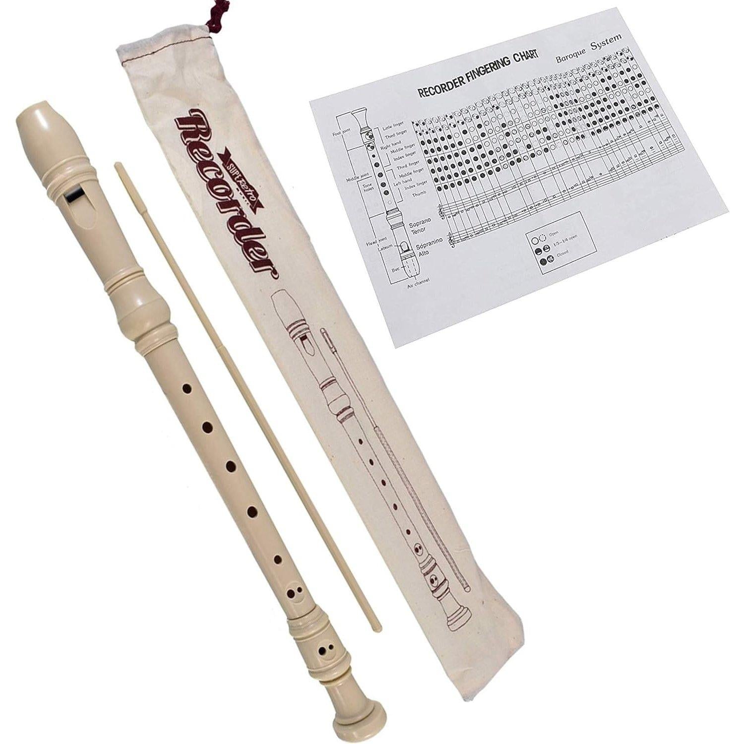 The Magic Toy Shop Recorder Recorder & Cleaning Rod with Storage Bag and Instructions
