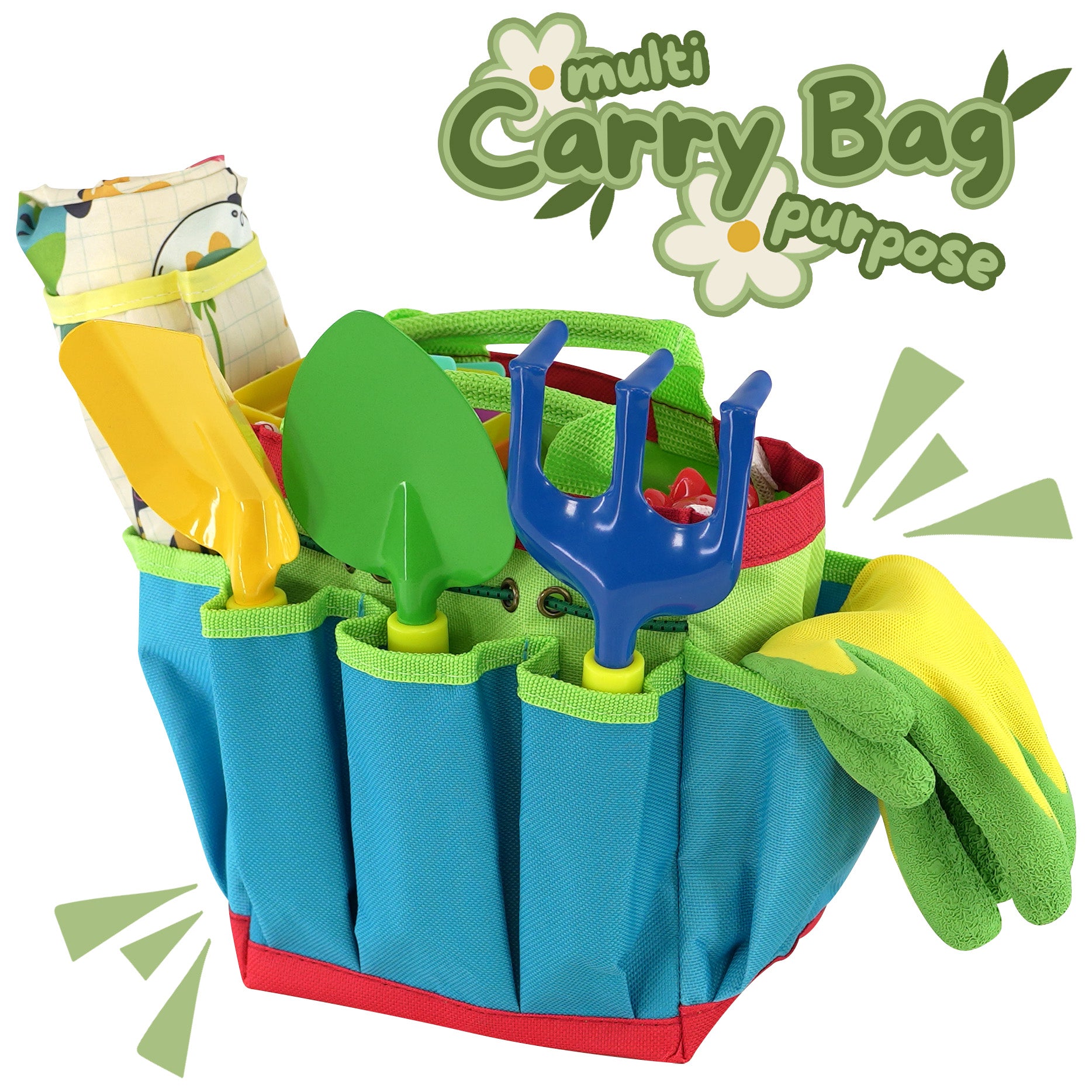 The Magic Toy Shop Sand and water table Set Of 4 Kids Garden Tools & Carry Bag