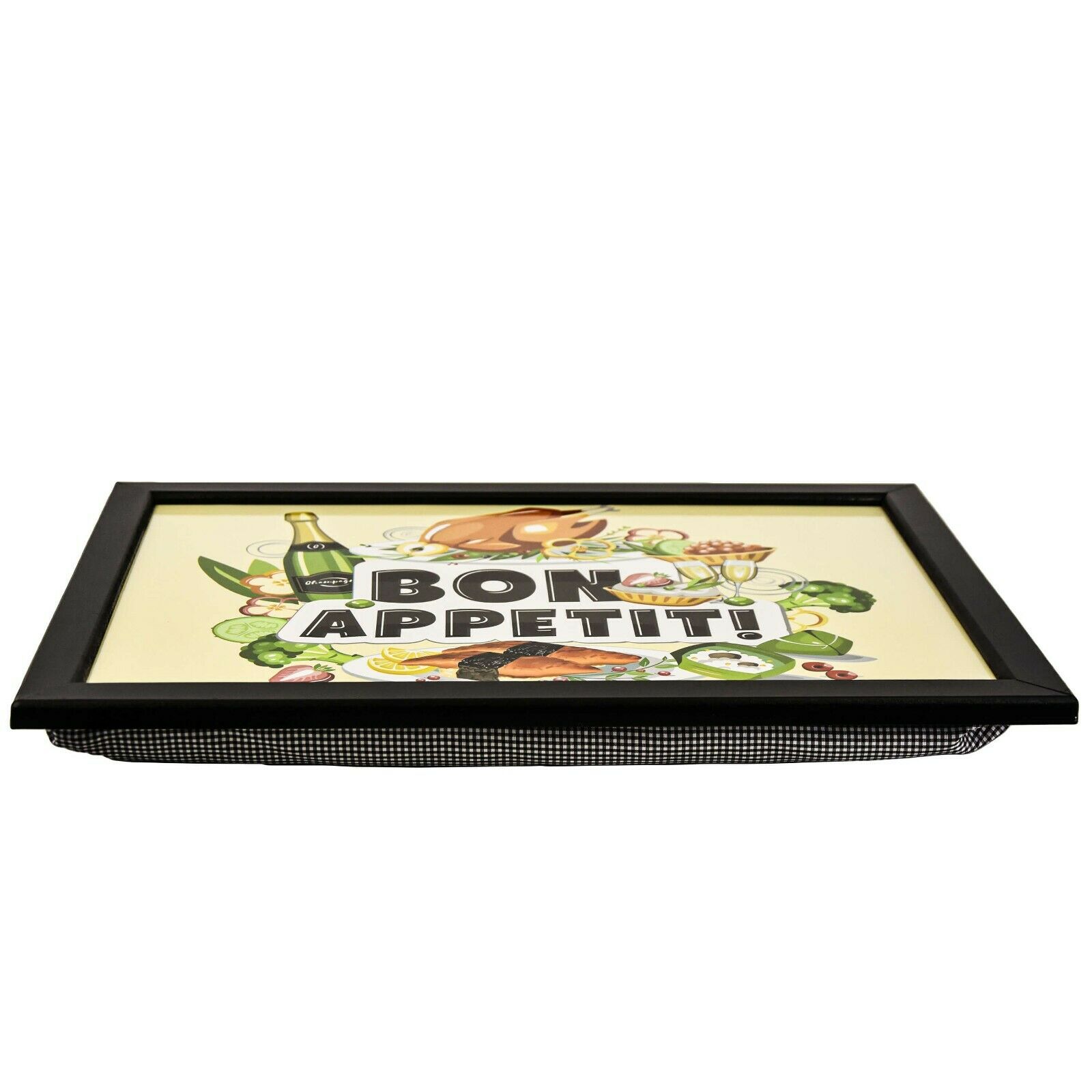 Alt Text: A Geezy Lap Tray with a Bean Bag Cushion, ideal for dining on the go from 'themagictoyshop'.