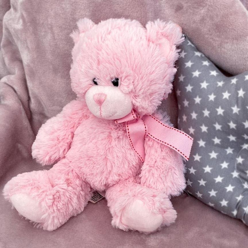 The Magic Toy Shop Soft Toy Plush Teddy Bear Soft Toy with Ribbon (Pink)