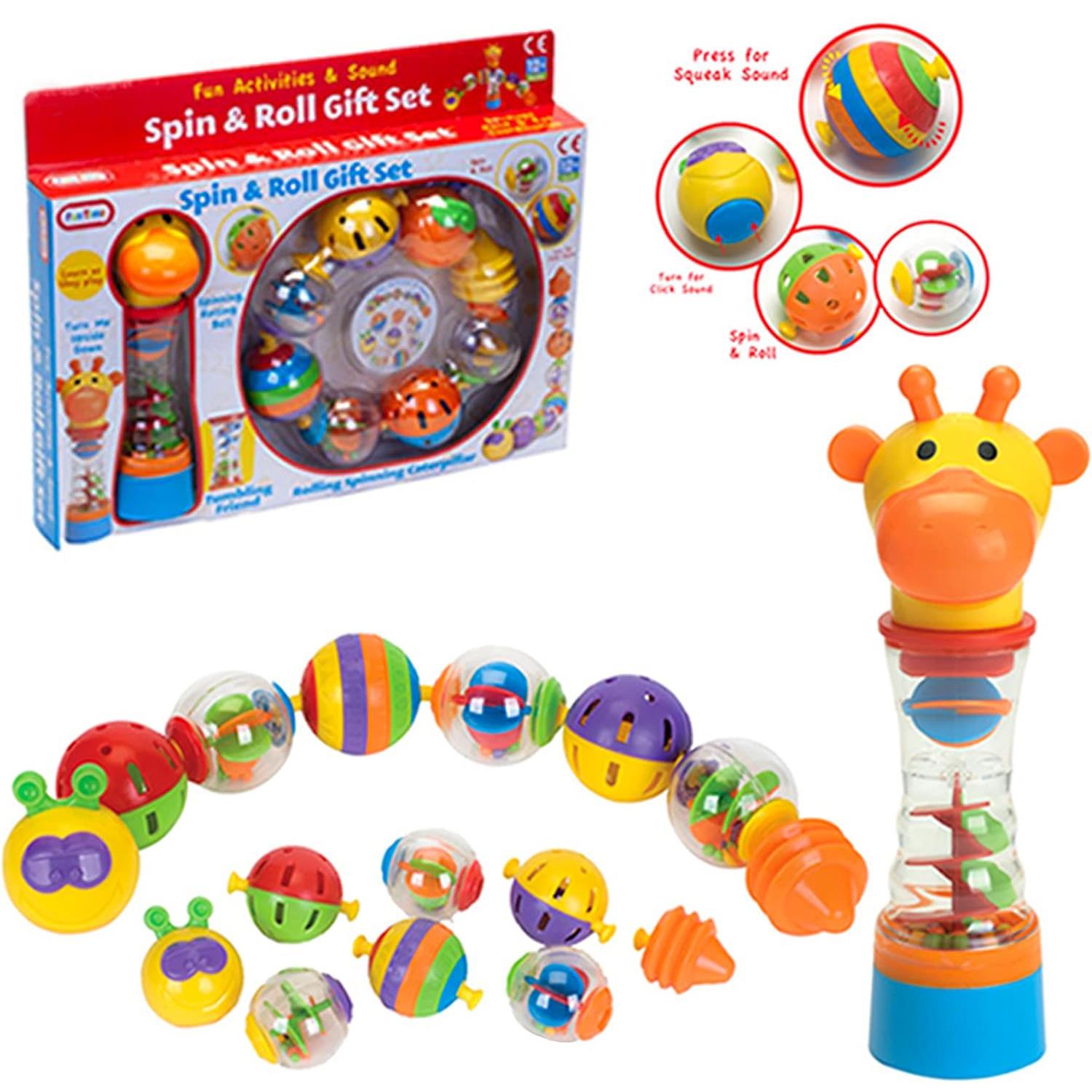 The Magic Toy Shop Toy Spin & Roll Gift Set with Fun Activates & Sound rolling spinning caterpillar