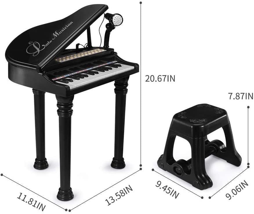 The Magic Toy Shop Toys and Games Black Electronic Piano With Microphone and Stool