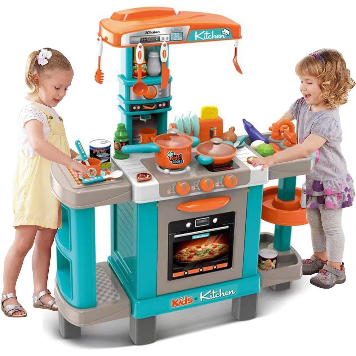 The Magic Toy Shop Toys and Games Kids Kitchen Play Set with Cookware Play Food and Accessories