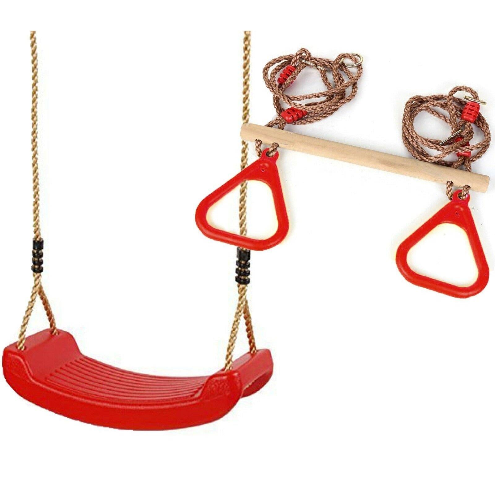 The Magic Toy Shop Toys and Games Set of Trapeze Monkey Bar and Plastic Swing Seat