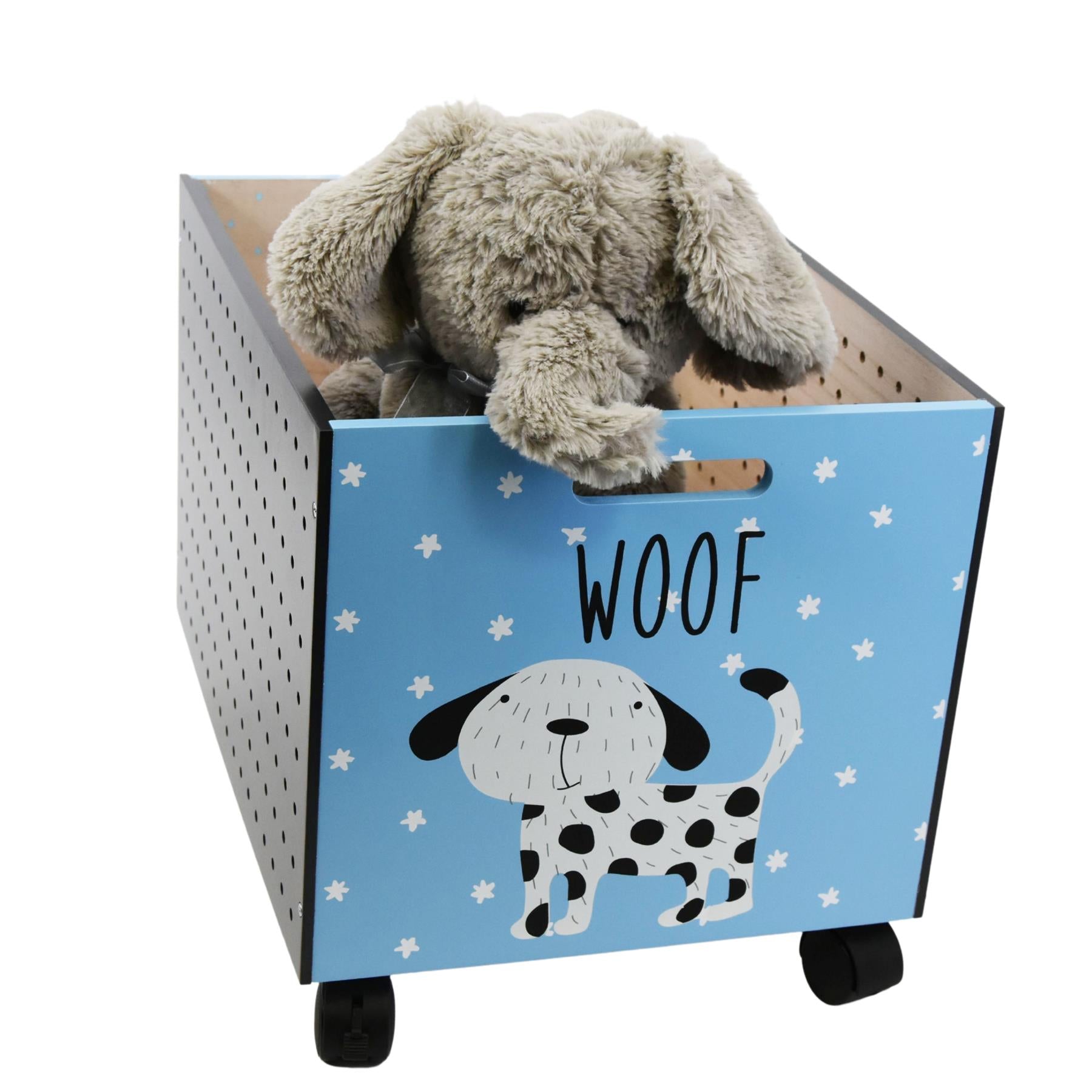 Kids Wooden Dog Design Storage Chest On Wheels The Magic Toy Shop - The Magic Toy Shop