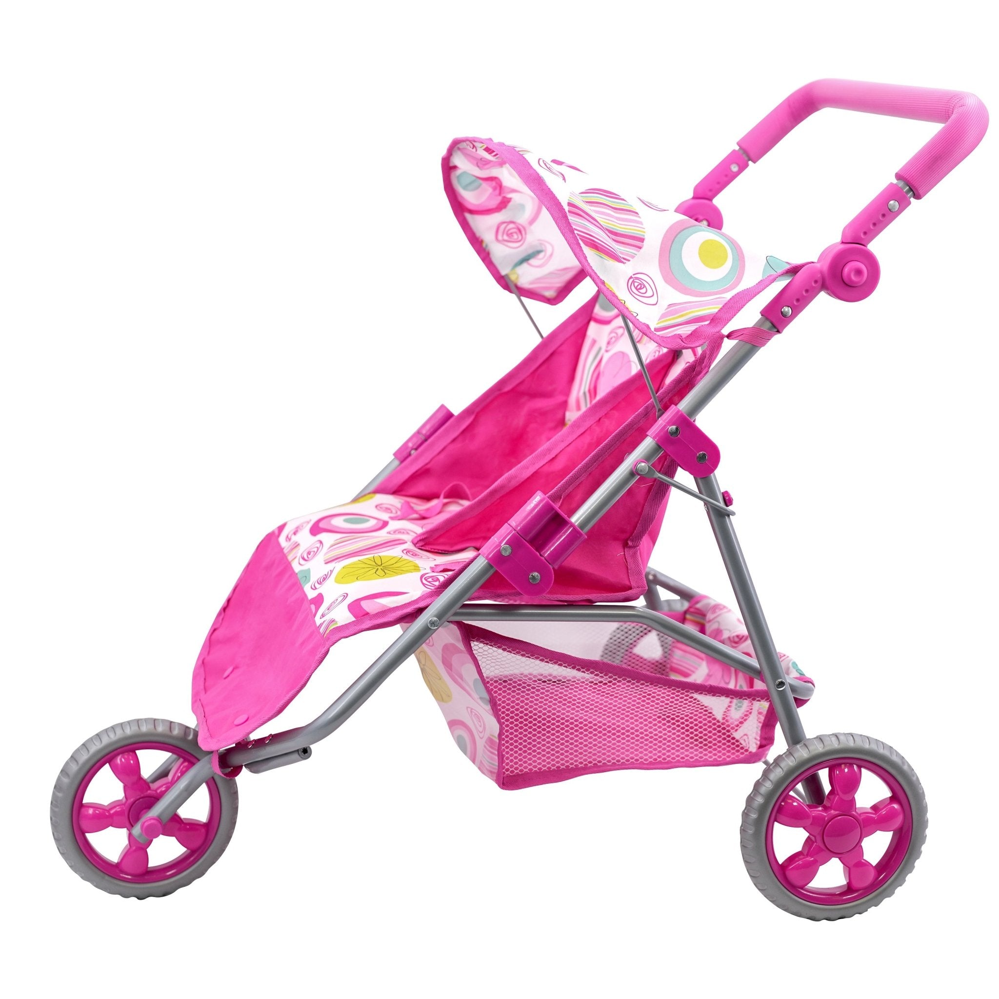 Pink Twin Dolls Stroller with Storage Basket BiBi Doll - The Magic Toy Shop