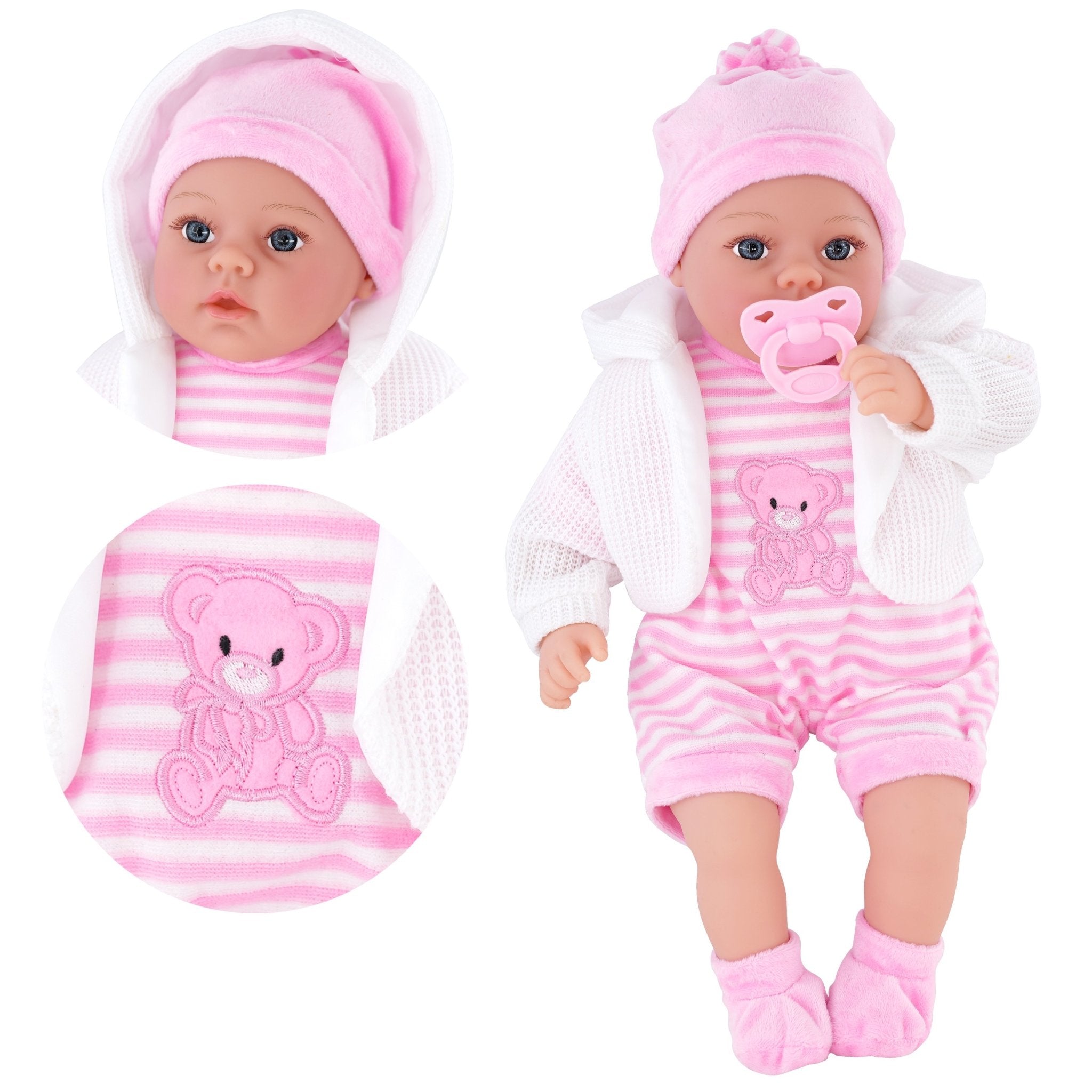 Baby Doll With Dummy & Sounds Pink BiBi Doll - The Magic Toy Shop