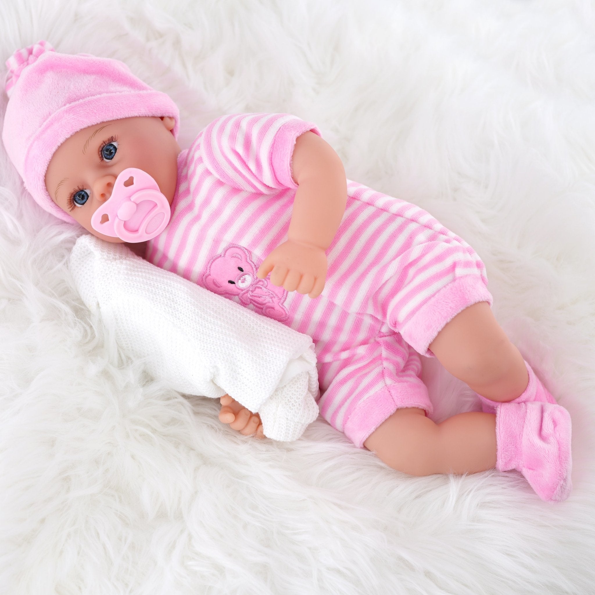 Baby Doll With Dummy & Sounds Pink BiBi Doll - The Magic Toy Shop