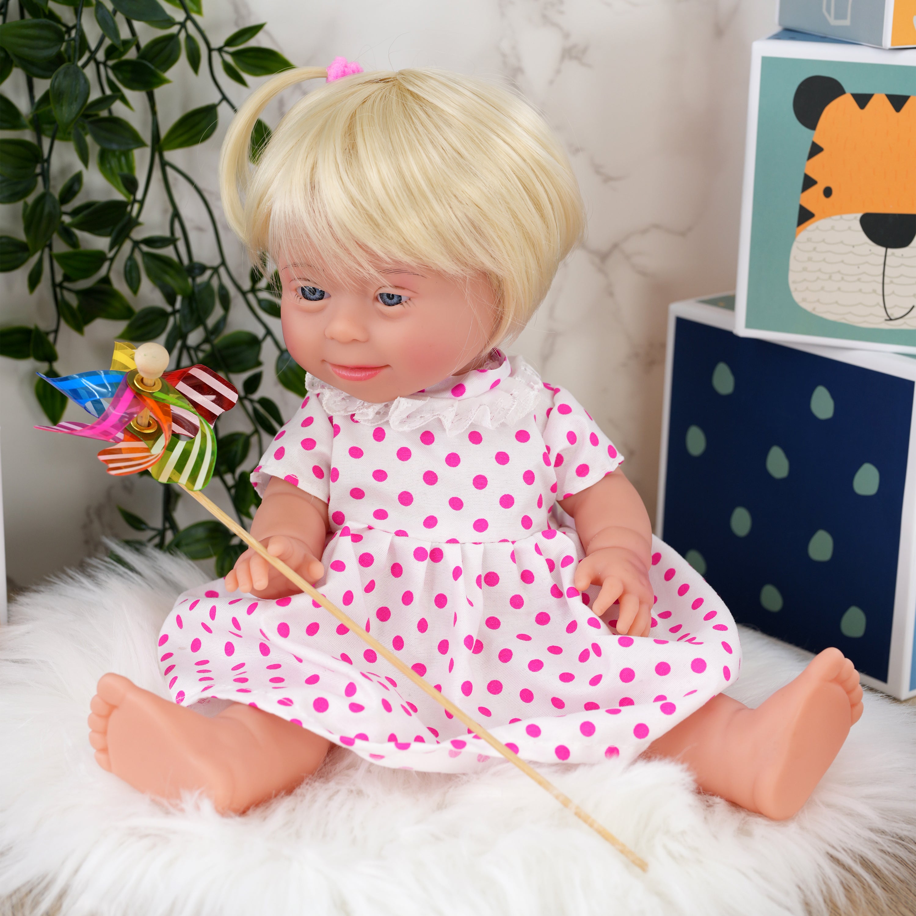 Blonde Baby Girl Dolls with Down Syndrome BiBi Doll - The Magic Toy Shop