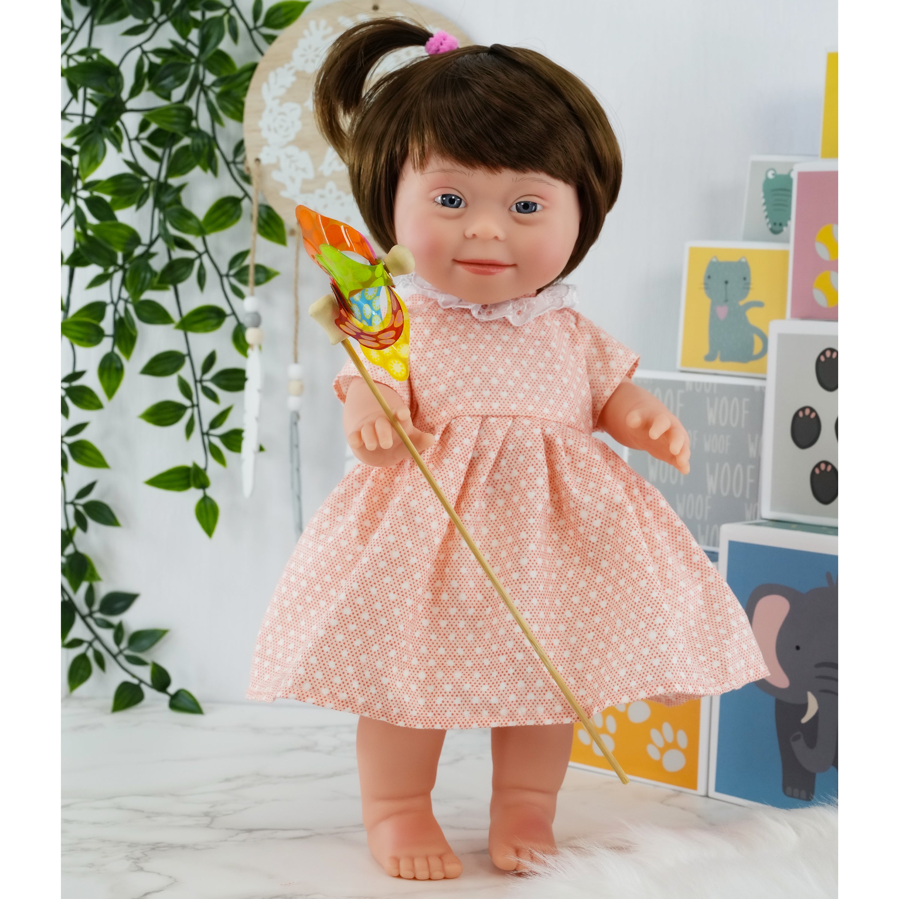 Brown Hair Girl Baby Doll with Down Syndrome BiBi Doll - The Magic Toy Shop