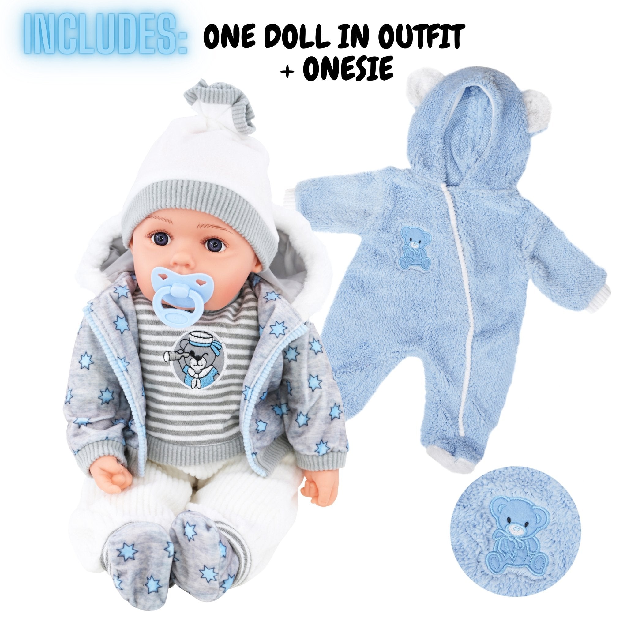Grey Bibi Baby Doll + Extra Outfit BiBi Doll - The Magic Toy Shop