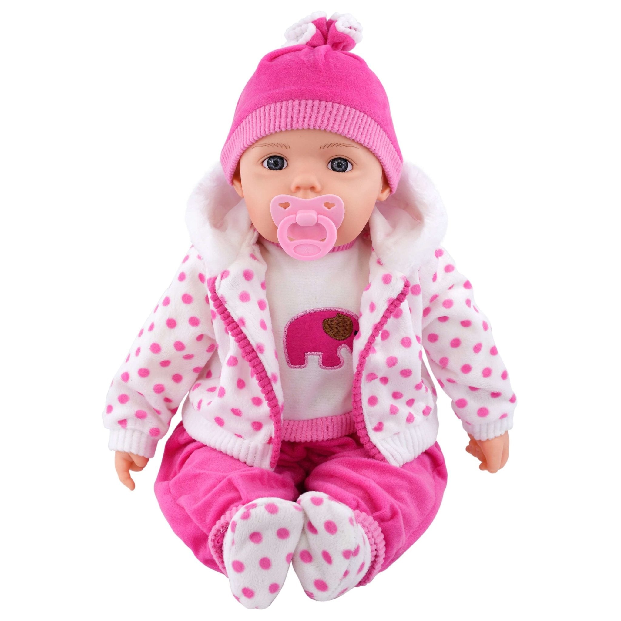 Spotty Coat Bibi Baby Doll Toy With Dummy & Sounds BiBi Doll - The Magic Toy Shop